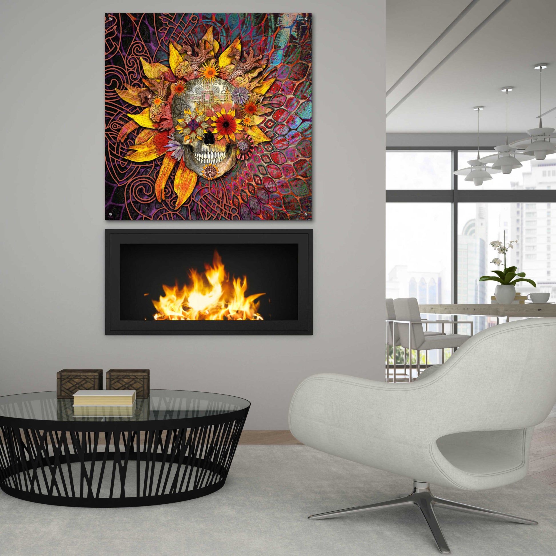 Epic Art 'Origins Botaniskull' by Fusion Idol Arts, Acrylic Glass Wall Art,36x36