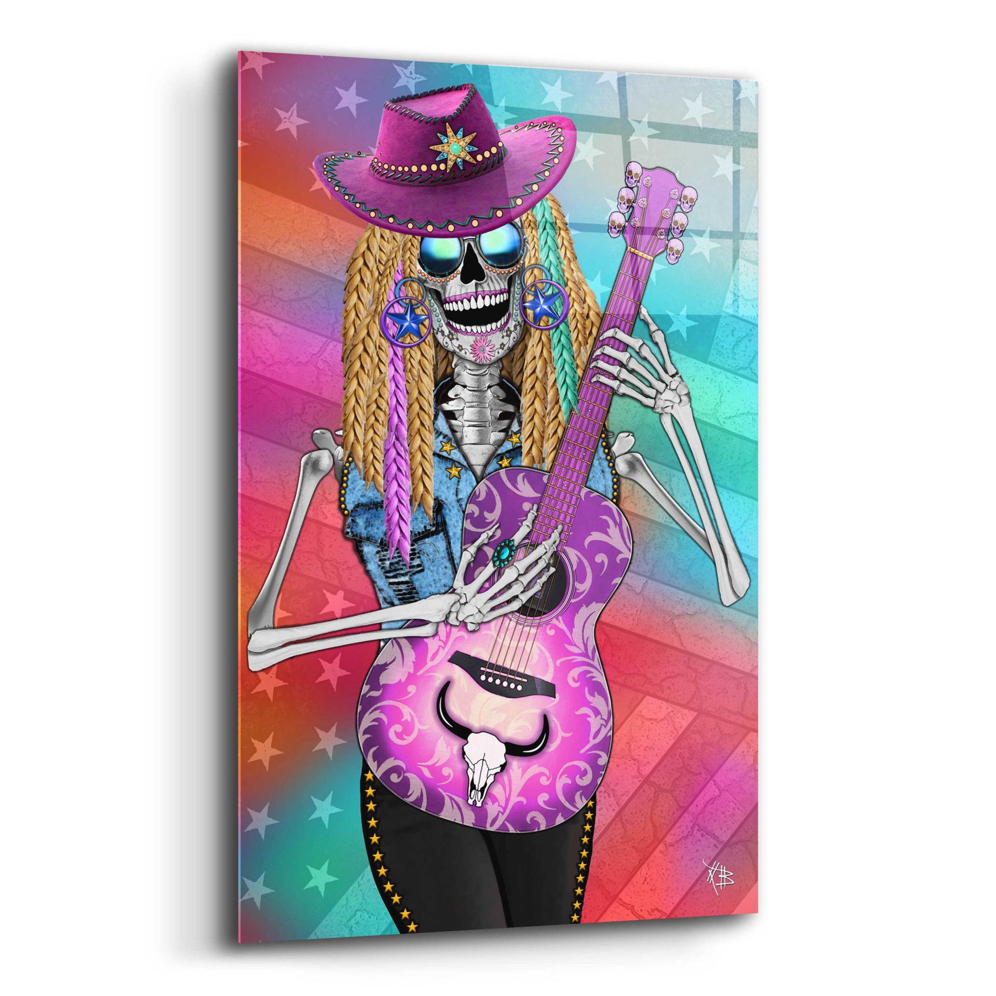 Epic Art 'Scary Underwood Country Girl Sugar Skull' by Fusion Idol Arts, Acrylic Glass Wall Art,12x16