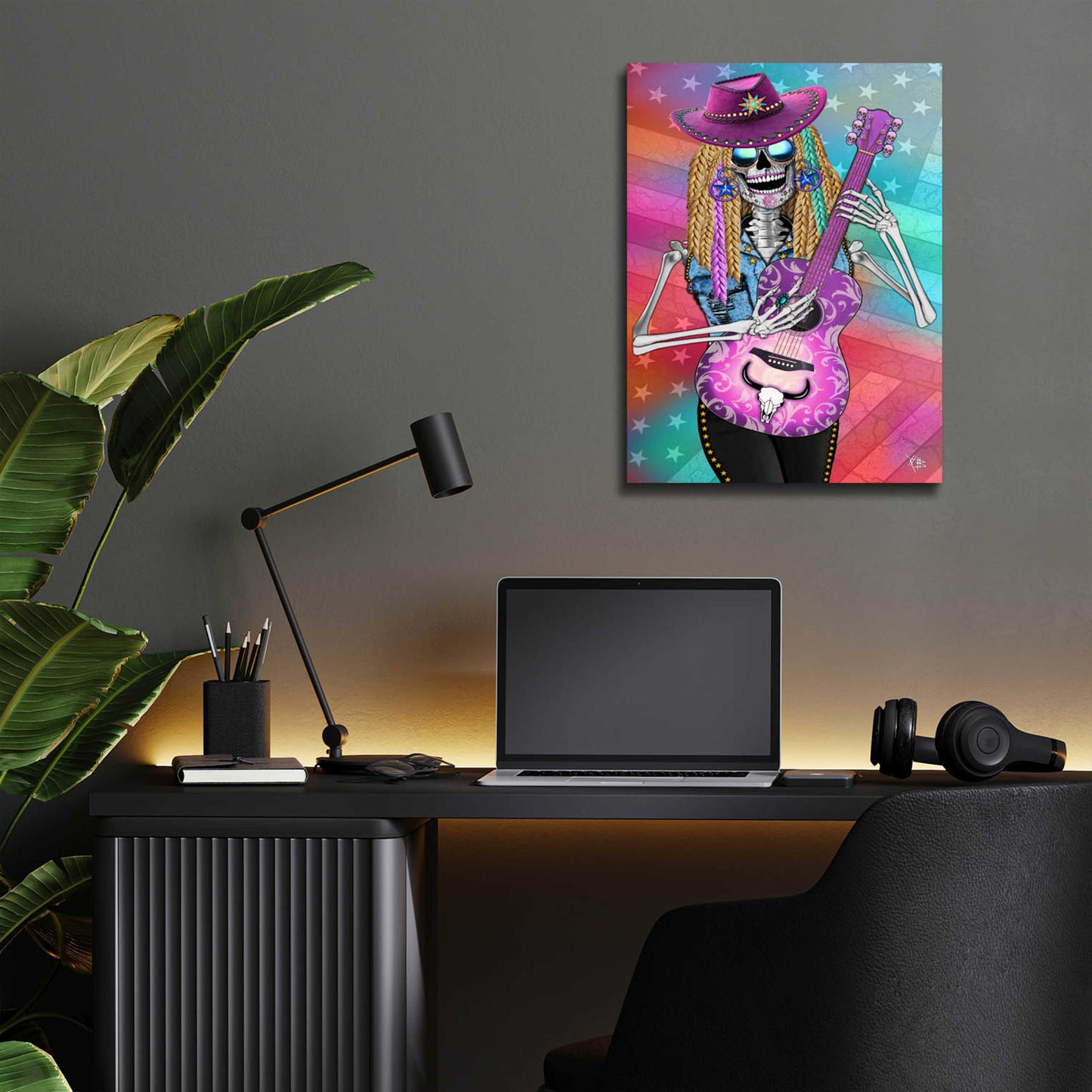 Epic Art 'Scary Underwood Country Girl Sugar Skull' by Fusion Idol Arts, Acrylic Glass Wall Art,12x16