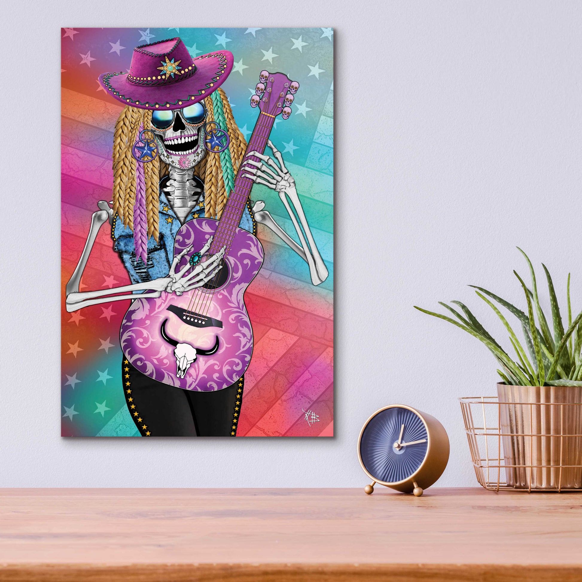 Epic Art 'Scary Underwood Country Girl Sugar Skull' by Fusion Idol Arts, Acrylic Glass Wall Art,12x16