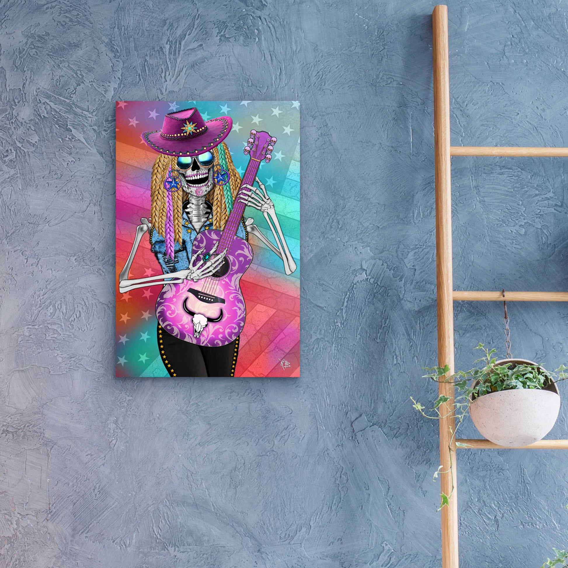 Epic Art 'Scary Underwood Country Girl Sugar Skull' by Fusion Idol Arts, Acrylic Glass Wall Art,16x24