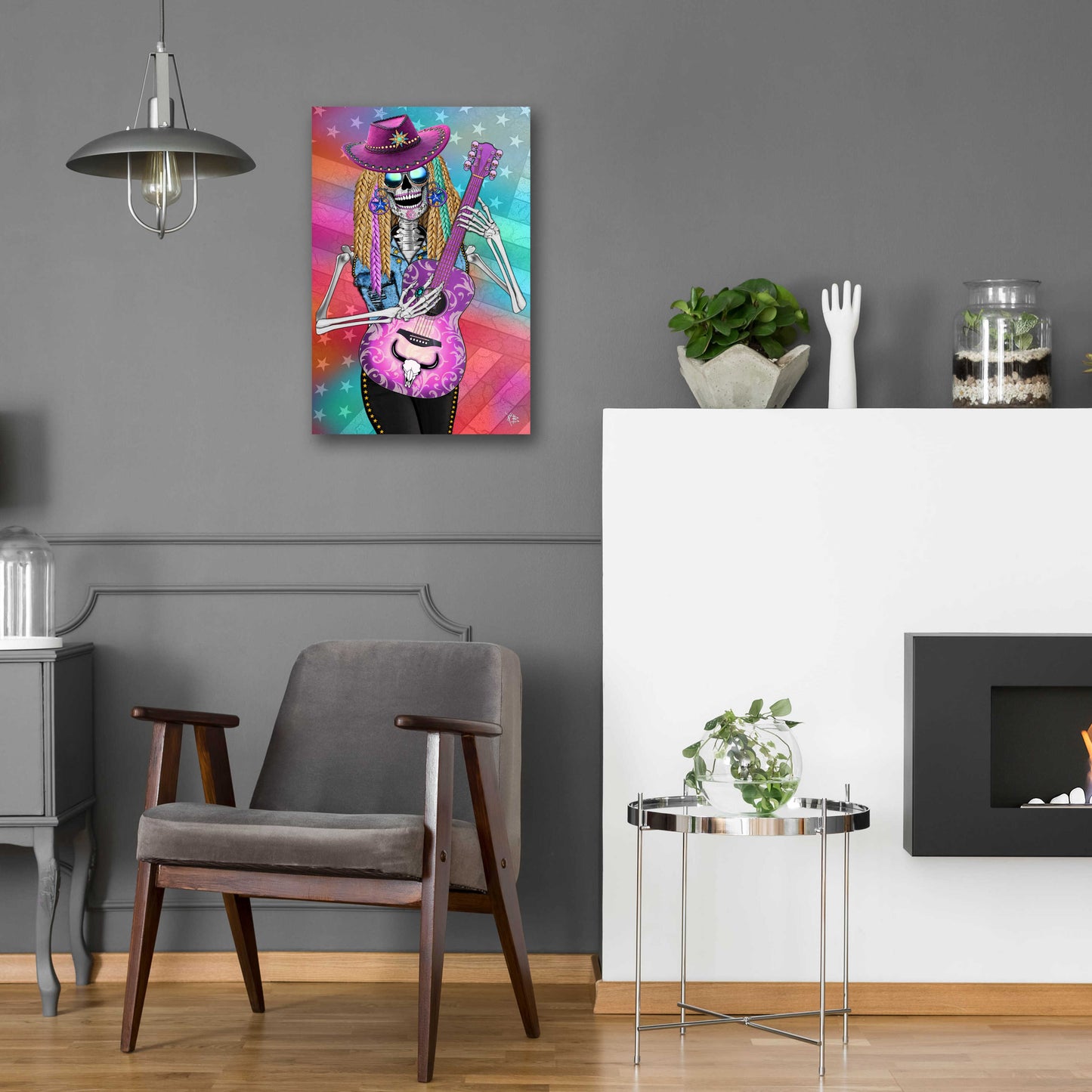 Epic Art 'Scary Underwood Country Girl Sugar Skull' by Fusion Idol Arts, Acrylic Glass Wall Art,16x24