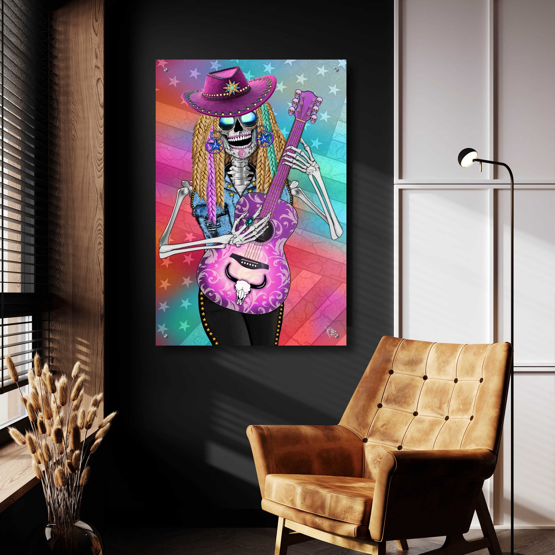 Epic Art 'Scary Underwood Country Girl Sugar Skull' by Fusion Idol Arts, Acrylic Glass Wall Art,24x36