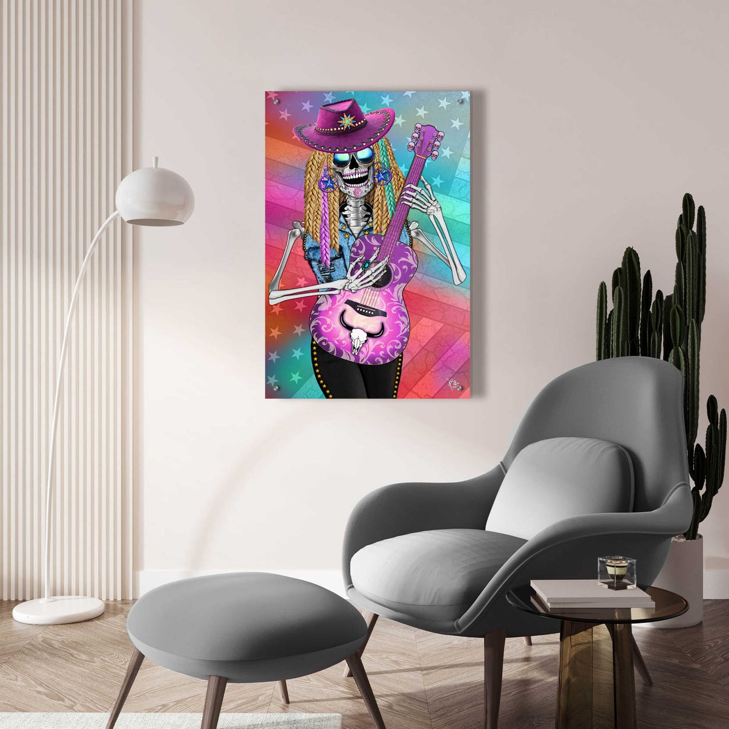 Epic Art 'Scary Underwood Country Girl Sugar Skull' by Fusion Idol Arts, Acrylic Glass Wall Art,24x36