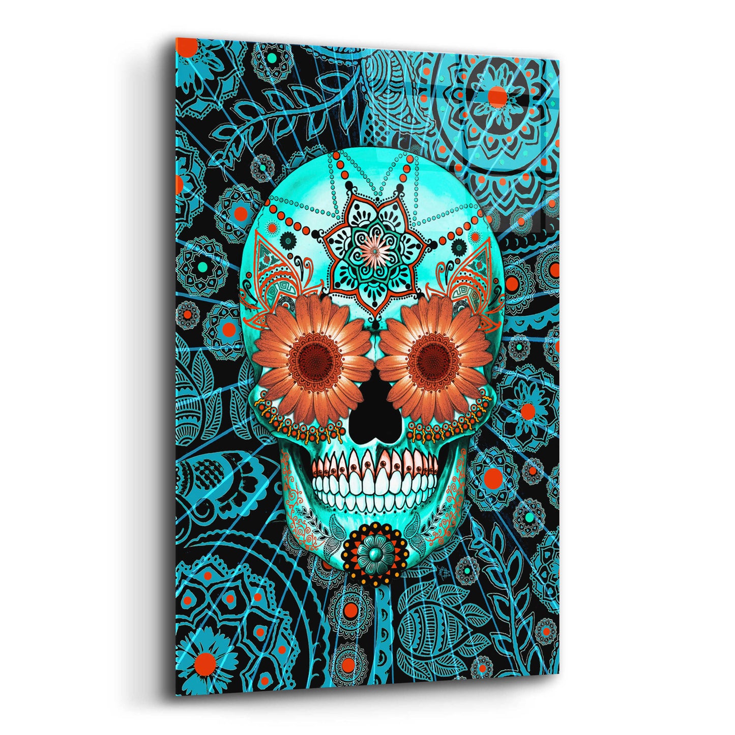 Epic Art 'Sugar Skull Caribbean Blue' by Fusion Idol Arts, Acrylic Glass Wall Art,12x16