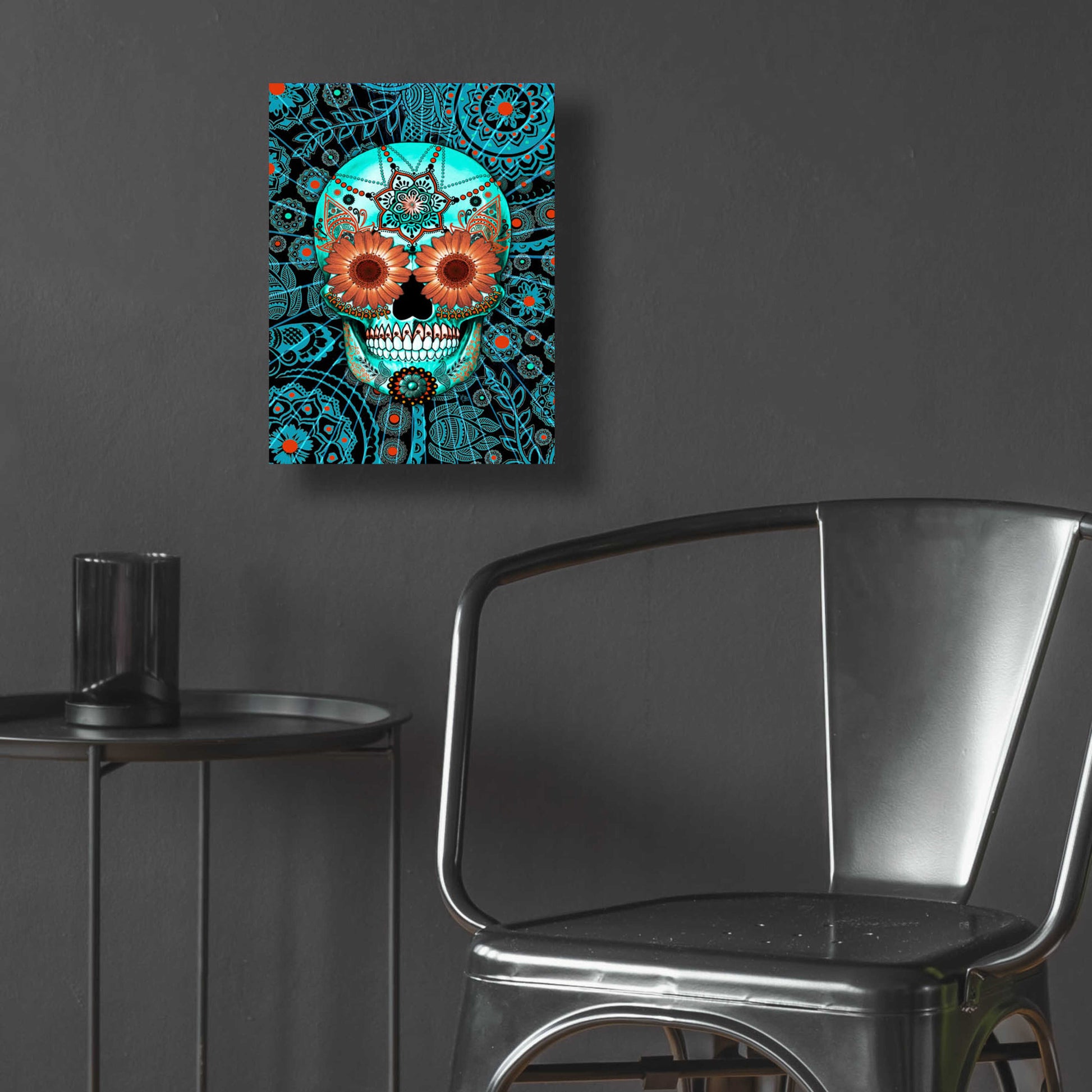 Epic Art 'Sugar Skull Caribbean Blue' by Fusion Idol Arts, Acrylic Glass Wall Art,12x16