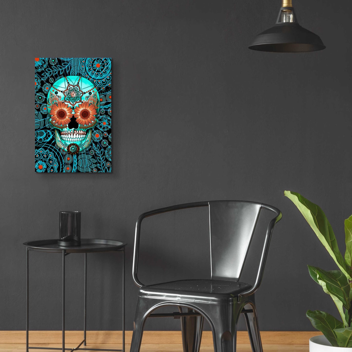 Epic Art 'Sugar Skull Caribbean Blue' by Fusion Idol Arts, Acrylic Glass Wall Art,16x24