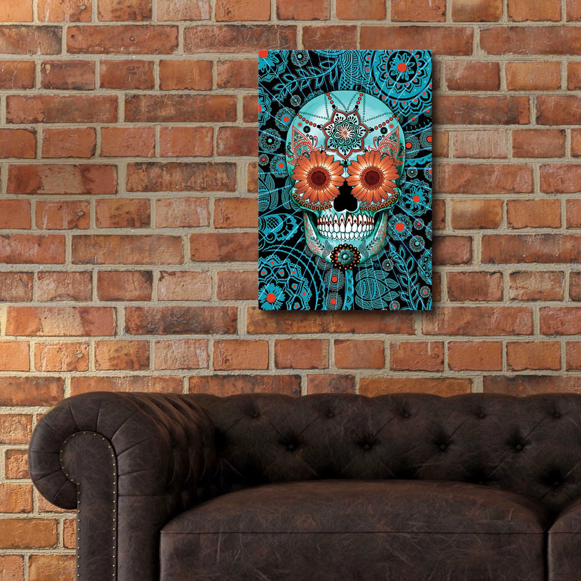 Epic Art 'Sugar Skull Caribbean Blue' by Fusion Idol Arts, Acrylic Glass Wall Art,16x24