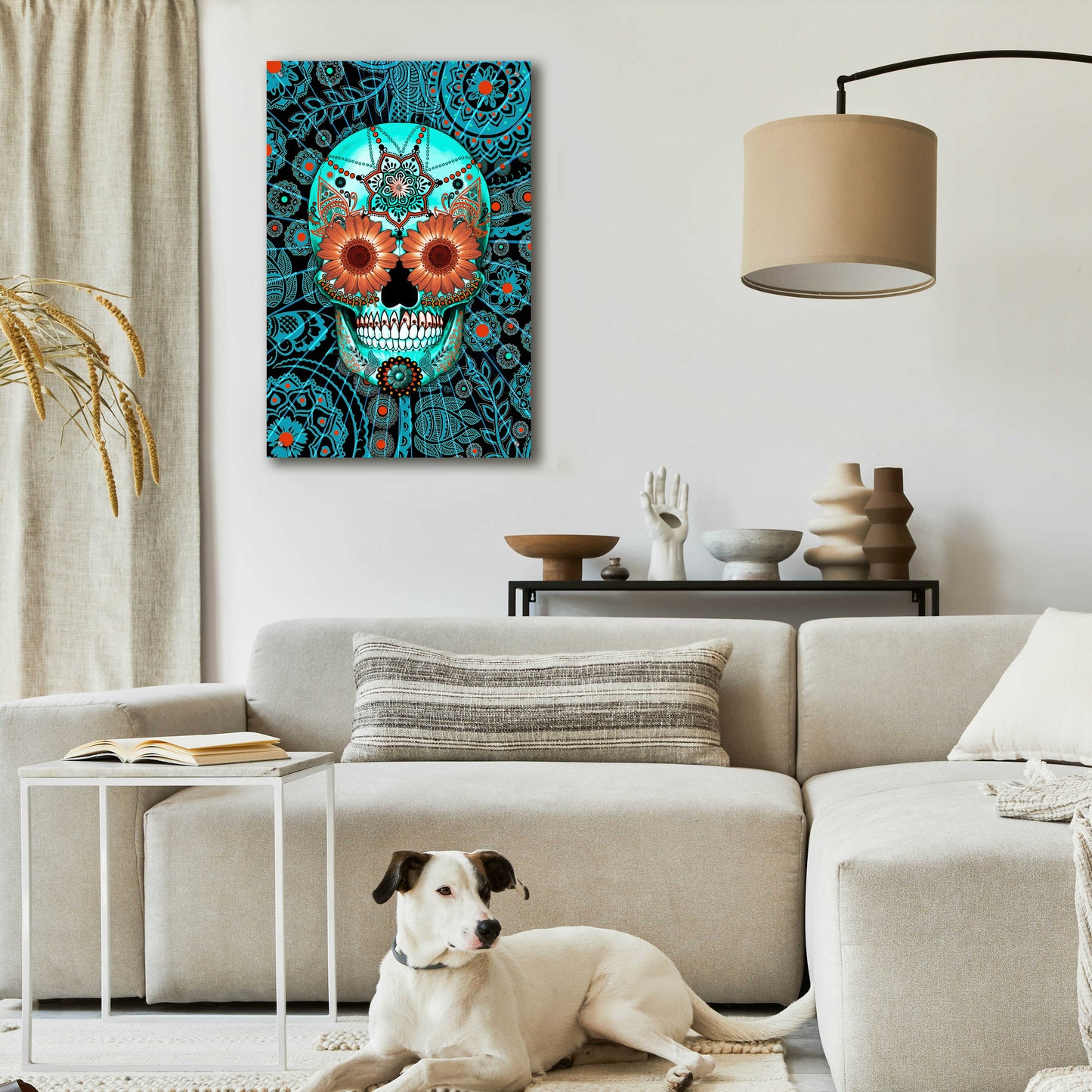 Epic Art 'Sugar Skull Caribbean Blue' by Fusion Idol Arts, Acrylic Glass Wall Art,24x36