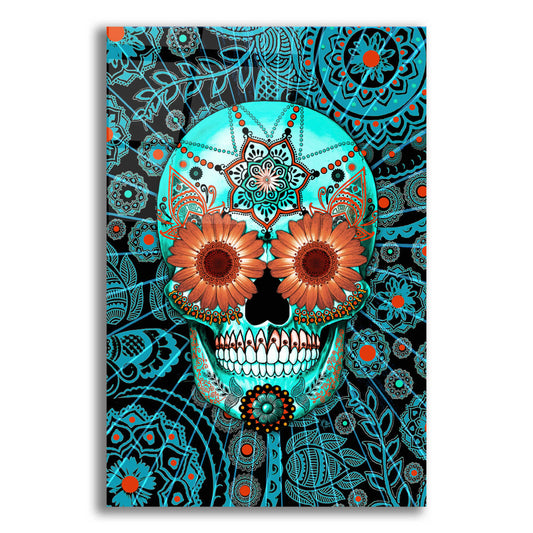 Epic Art 'Sugar Skull Caribbean Blue' by Fusion Idol Arts, Acrylic Glass Wall Art