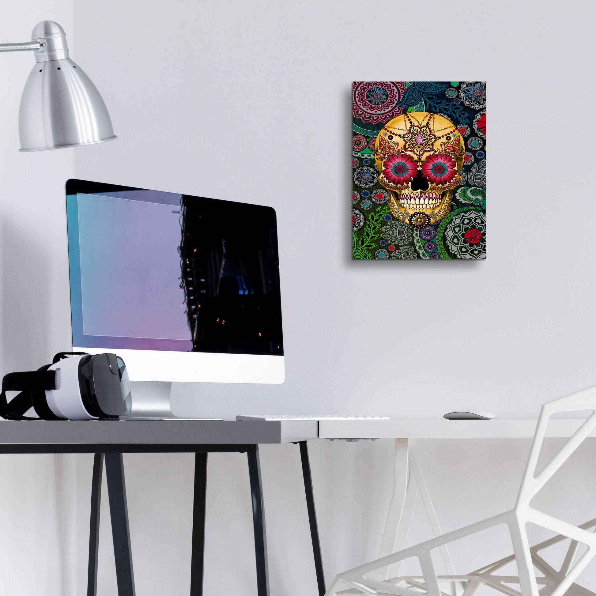 Epic Art 'Sugar Skull Paisley Garden' by Fusion Idol Arts, Acrylic Glass Wall Art,12x16