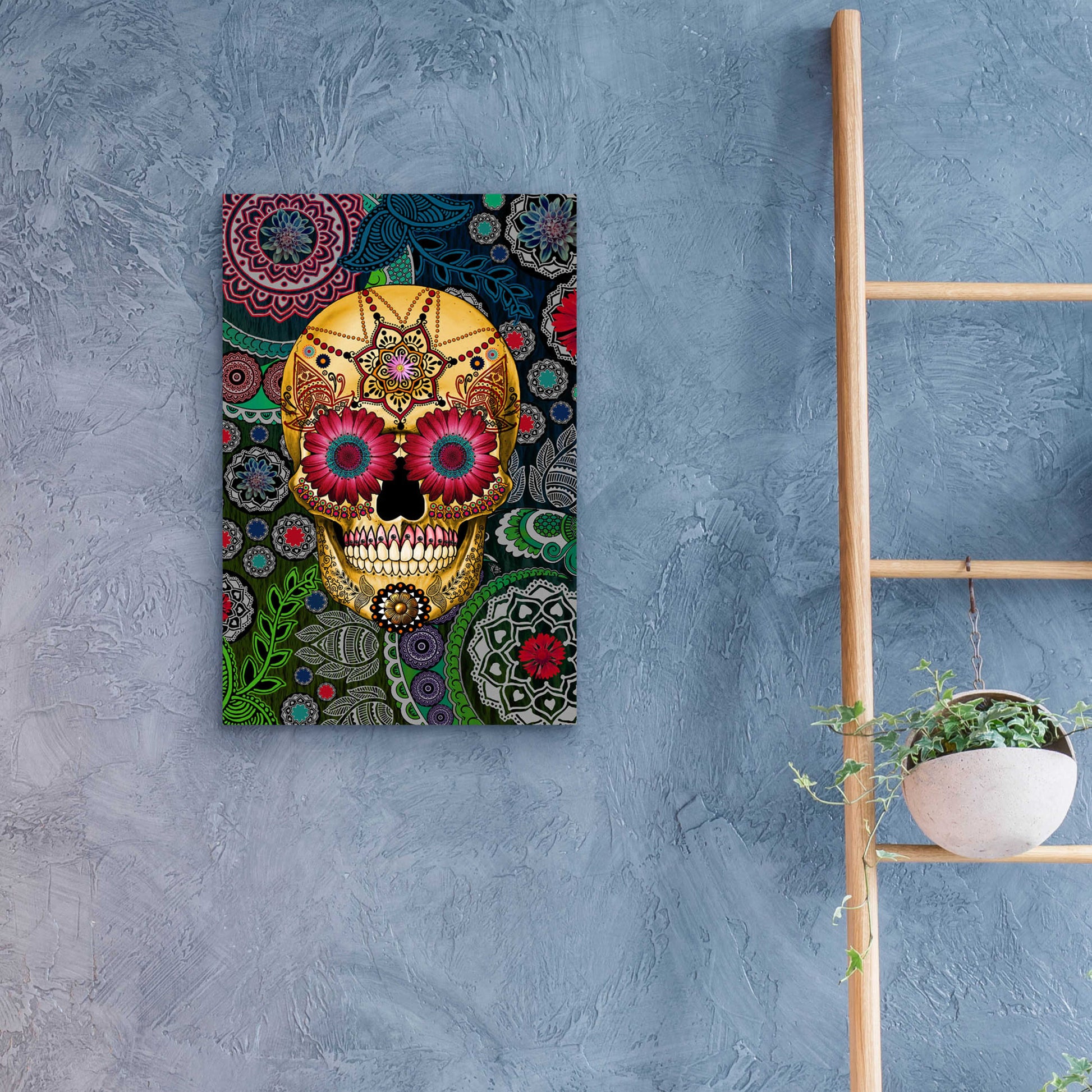 Epic Art 'Sugar Skull Paisley Garden' by Fusion Idol Arts, Acrylic Glass Wall Art,16x24