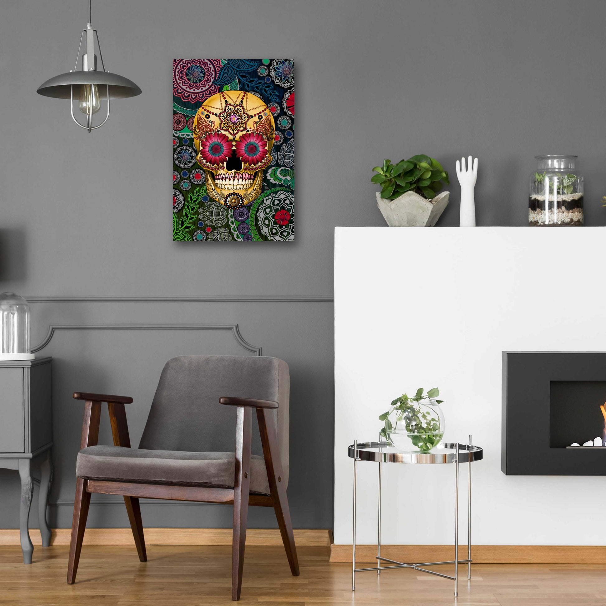 Epic Art 'Sugar Skull Paisley Garden' by Fusion Idol Arts, Acrylic Glass Wall Art,16x24