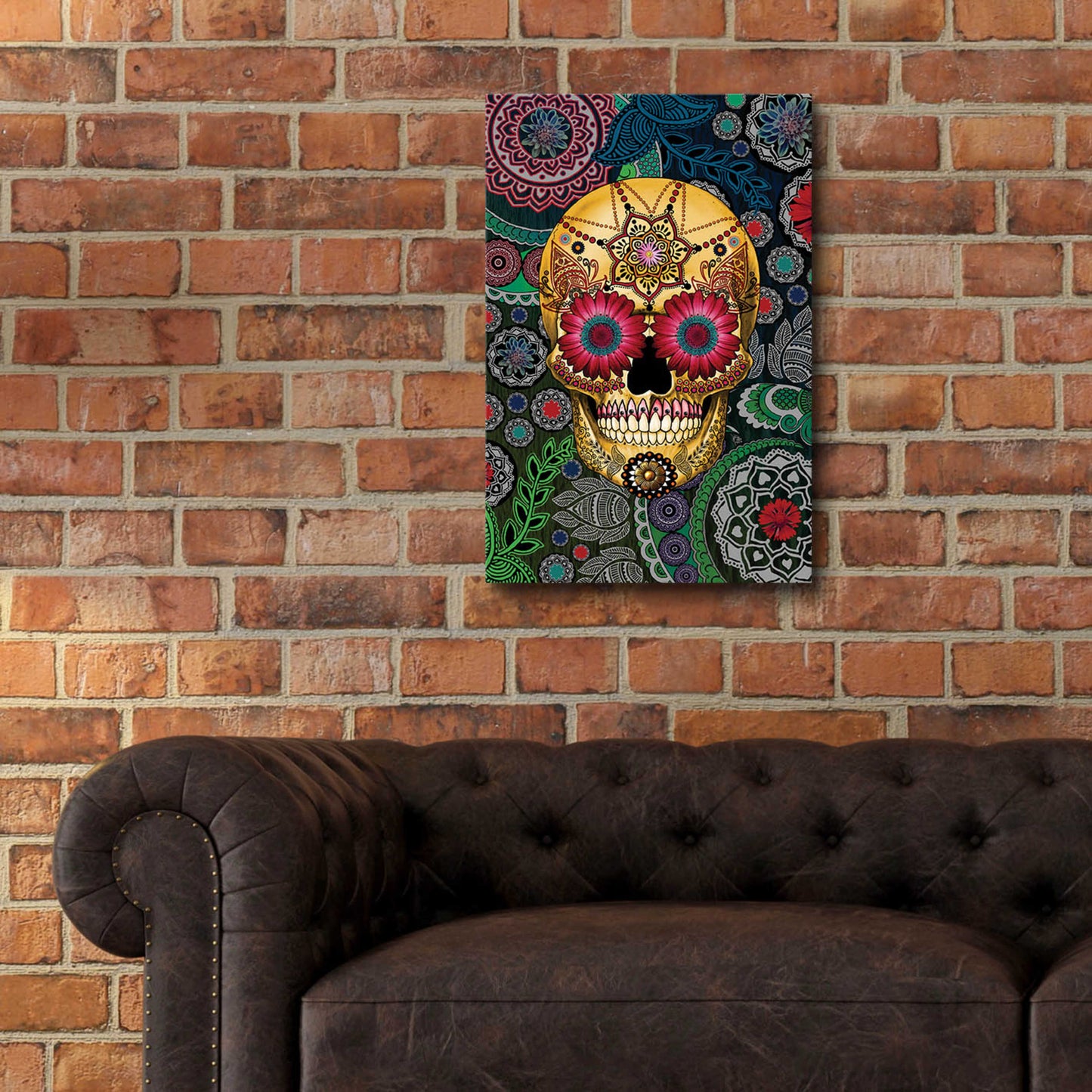 Epic Art 'Sugar Skull Paisley Garden' by Fusion Idol Arts, Acrylic Glass Wall Art,16x24