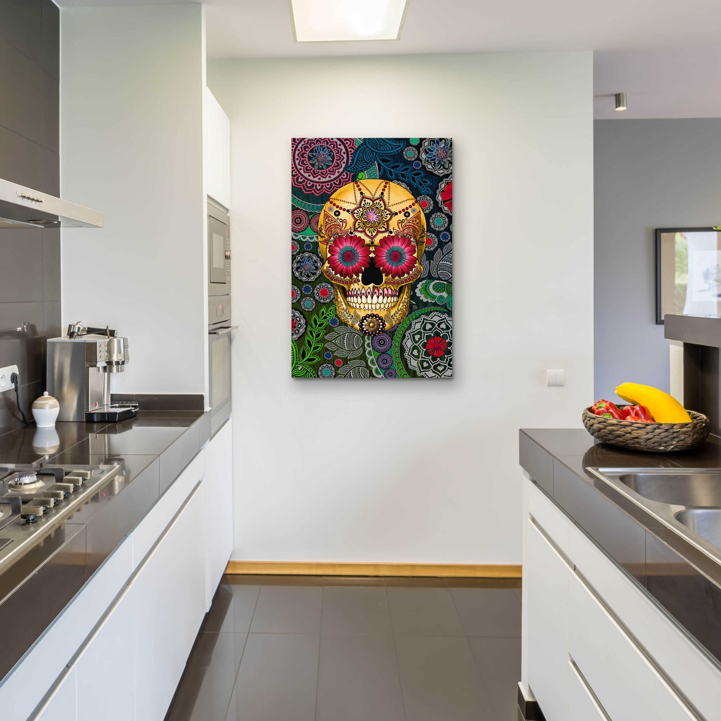 Epic Art 'Sugar Skull Paisley Garden' by Fusion Idol Arts, Acrylic Glass Wall Art,24x36