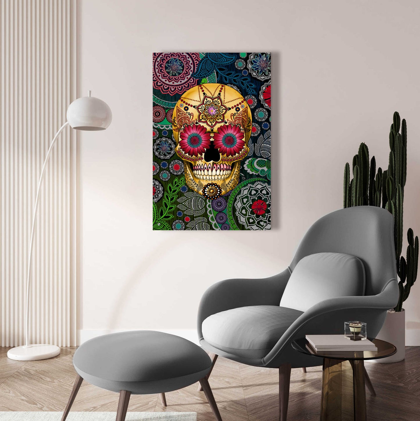 Epic Art 'Sugar Skull Paisley Garden' by Fusion Idol Arts, Acrylic Glass Wall Art,24x36