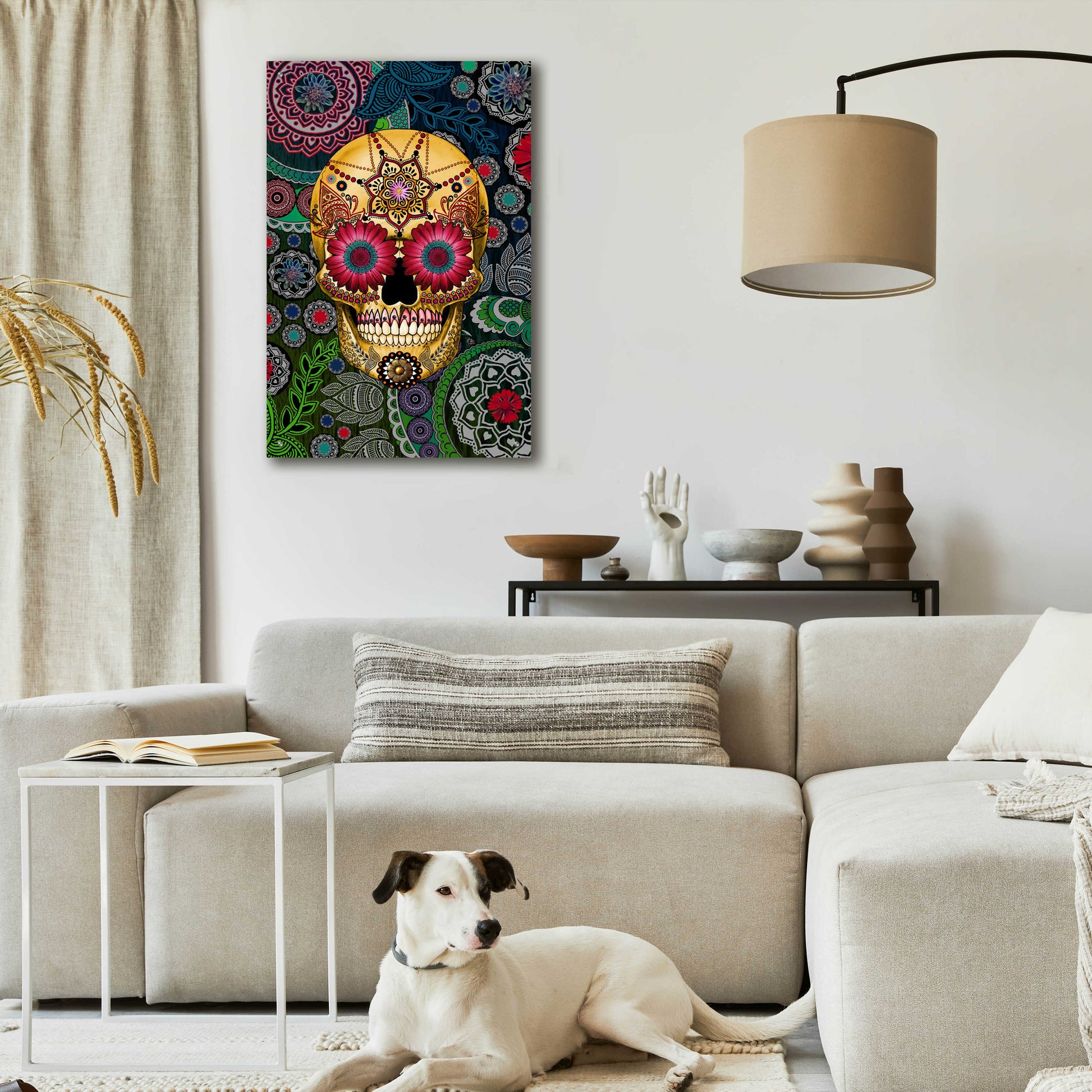 Epic Art 'Sugar Skull Paisley Garden' by Fusion Idol Arts, Acrylic Glass Wall Art,24x36