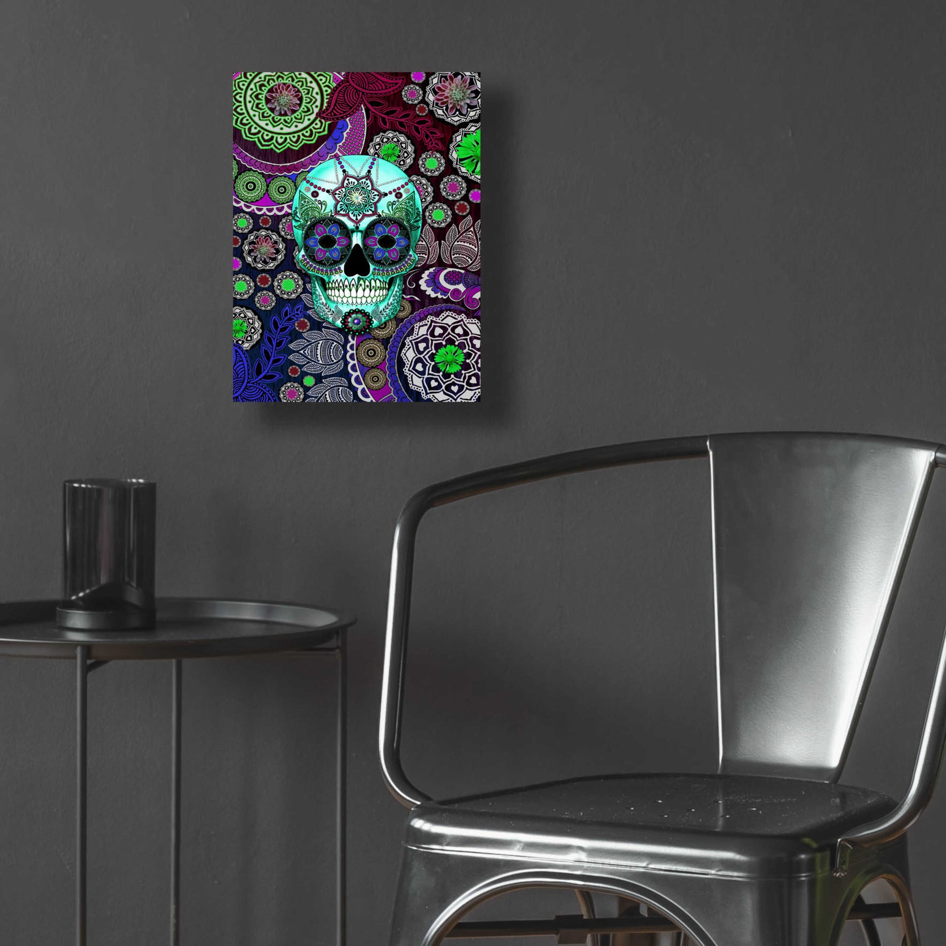 Epic Art 'Sugar Skull Sombrero Night' by Fusion Idol Arts, Acrylic Glass Wall Art,12x16