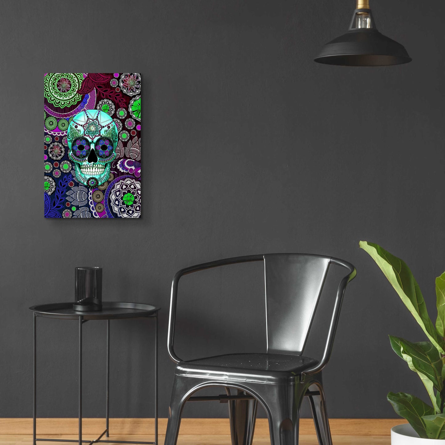 Epic Art 'Sugar Skull Sombrero Night' by Fusion Idol Arts, Acrylic Glass Wall Art,16x24