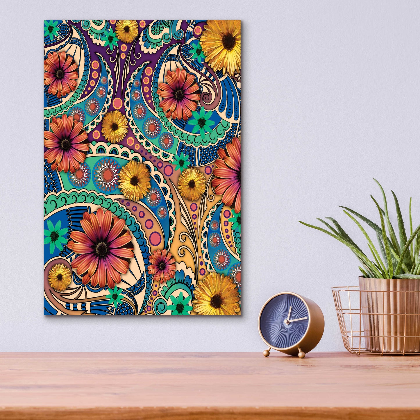 Epic Art 'Petals and Paisley' by Fusion Idol Arts, Acrylic Glass Wall Art,12x16