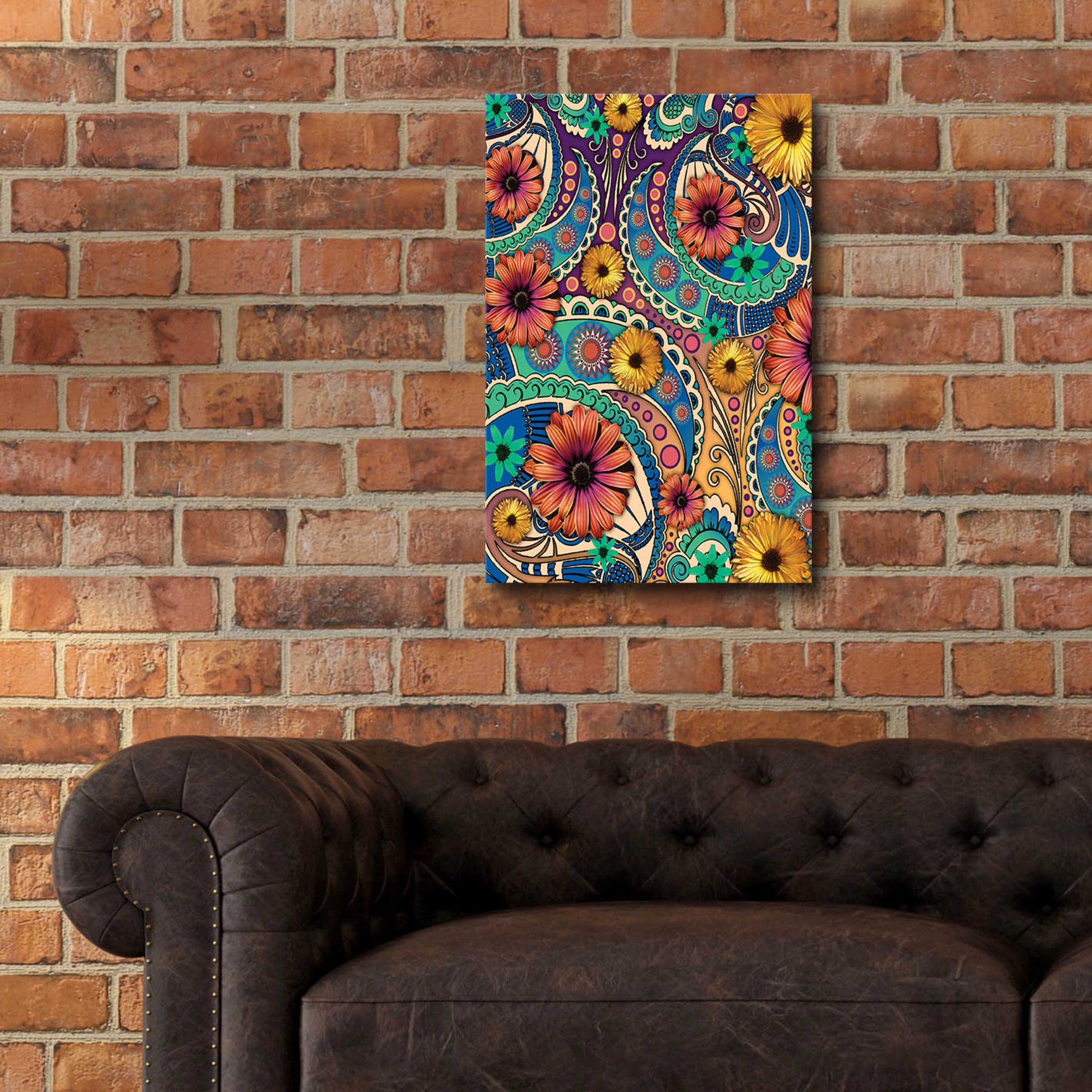 Epic Art 'Petals and Paisley' by Fusion Idol Arts, Acrylic Glass Wall Art,16x24