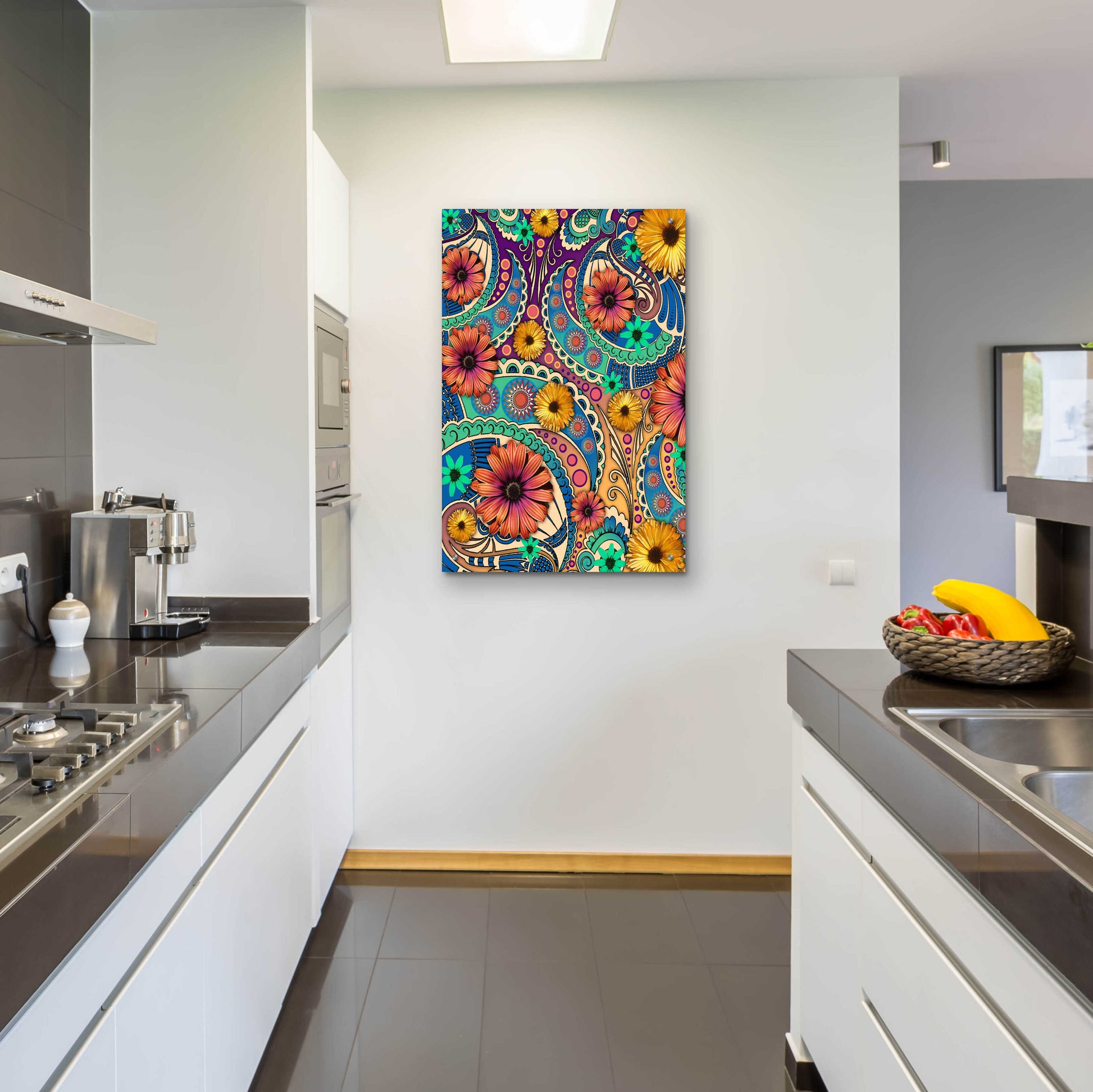 Epic Art 'Petals and Paisley' by Fusion Idol Arts, Acrylic Glass Wall Art,24x36