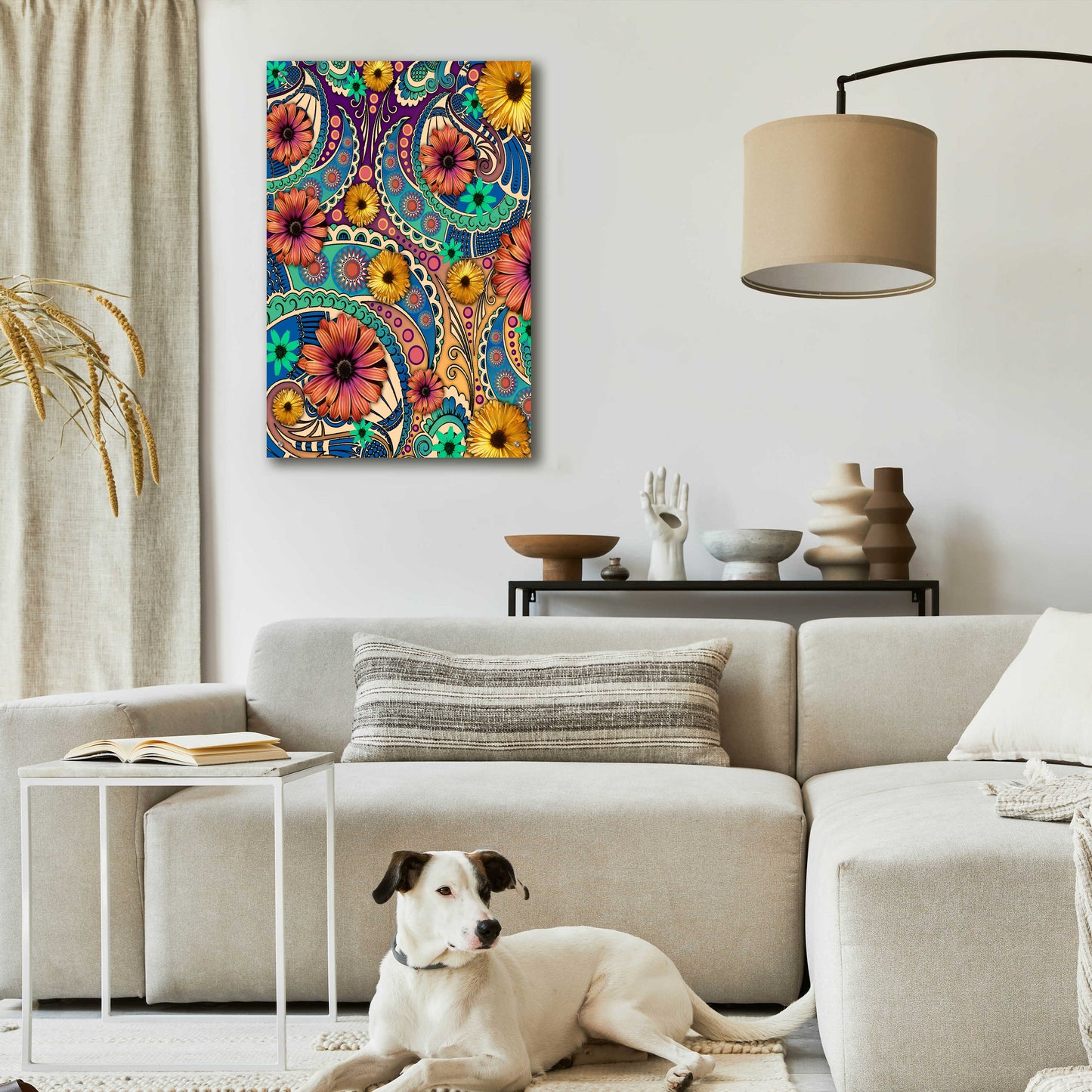 Epic Art 'Petals and Paisley' by Fusion Idol Arts, Acrylic Glass Wall Art,24x36