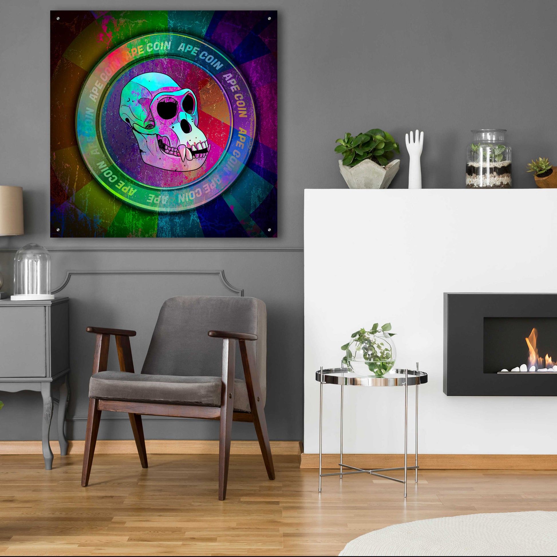 Epic Art 'Ape Crypto Coin' by Epic Portfolio, Acrylic Glass Wall Art,36x36