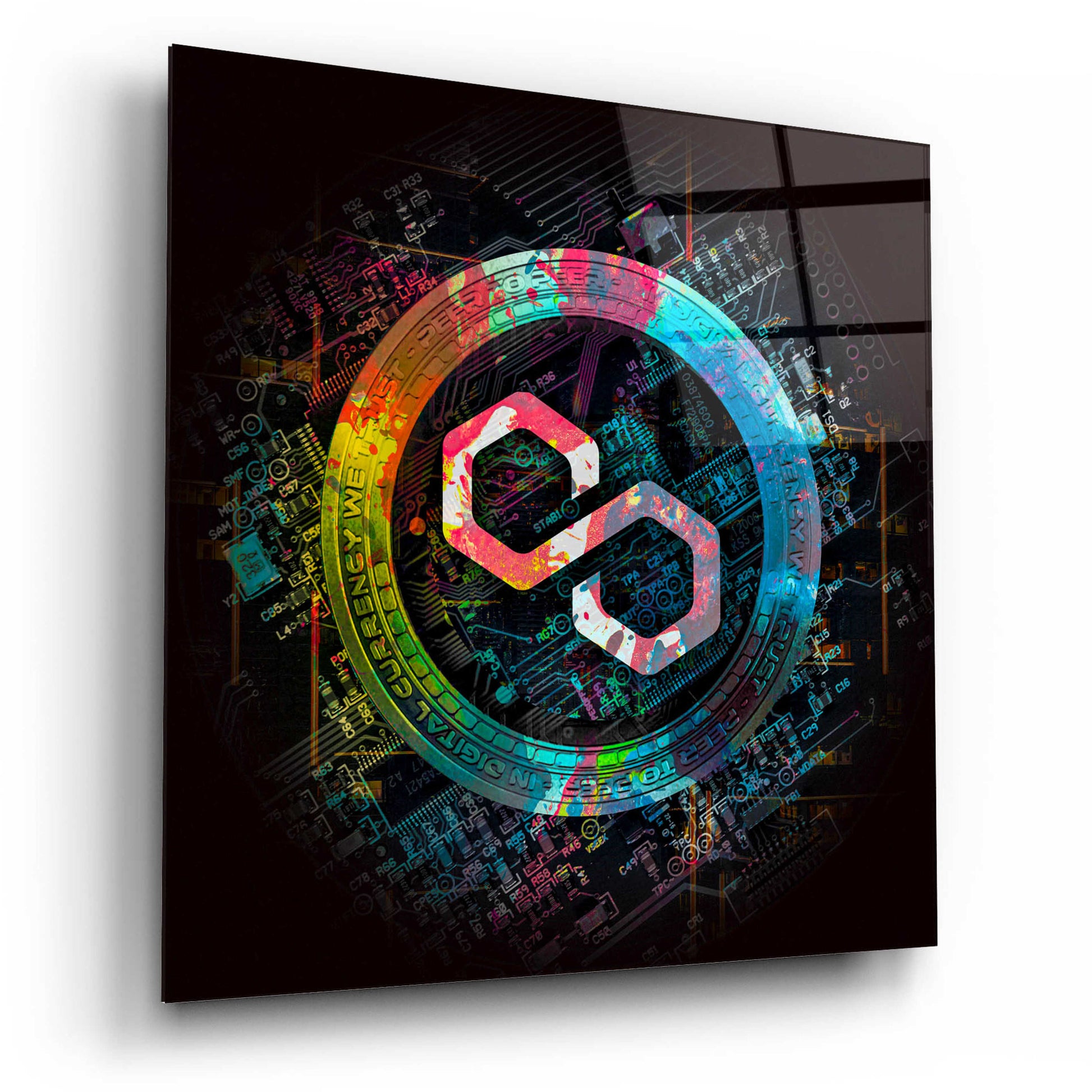 Epic Art 'Polygon Crypto Giga Coin' by Epic Portfolio, Acrylic Glass Wall Art,12x12