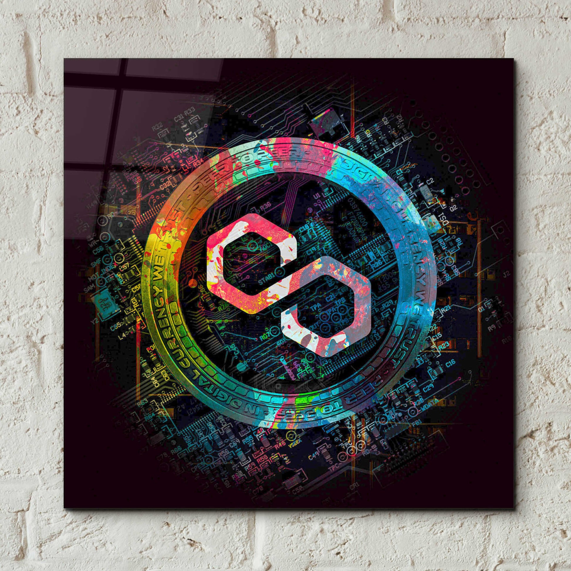 Epic Art 'Polygon Crypto Giga Coin' by Epic Portfolio, Acrylic Glass Wall Art,12x12