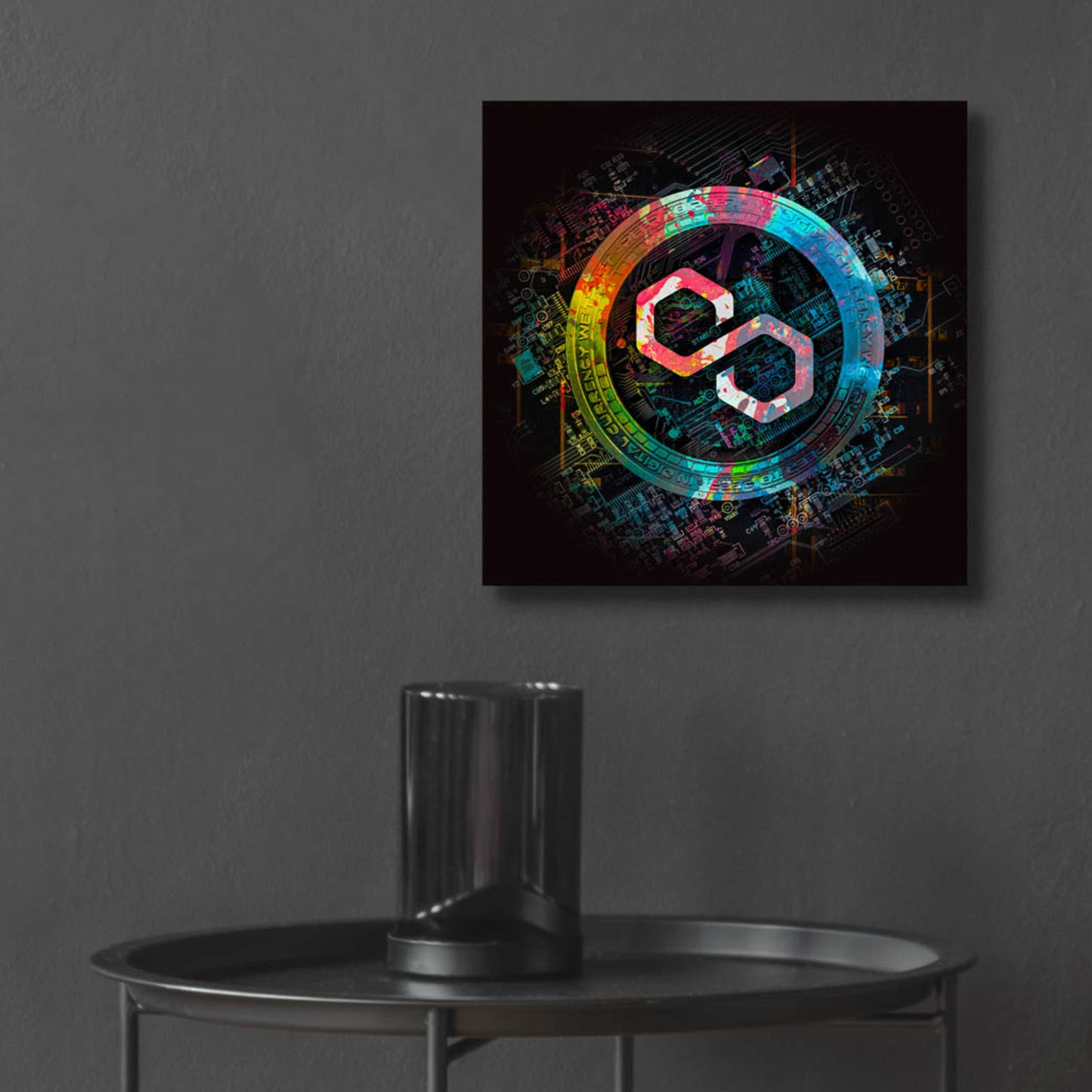 Epic Art 'Polygon Crypto Giga Coin' by Epic Portfolio, Acrylic Glass Wall Art,12x12