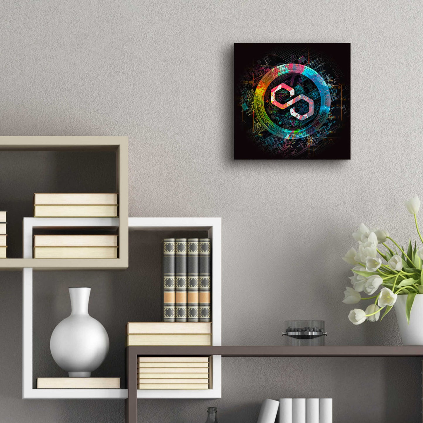 Epic Art 'Polygon Crypto Giga Coin' by Epic Portfolio, Acrylic Glass Wall Art,12x12