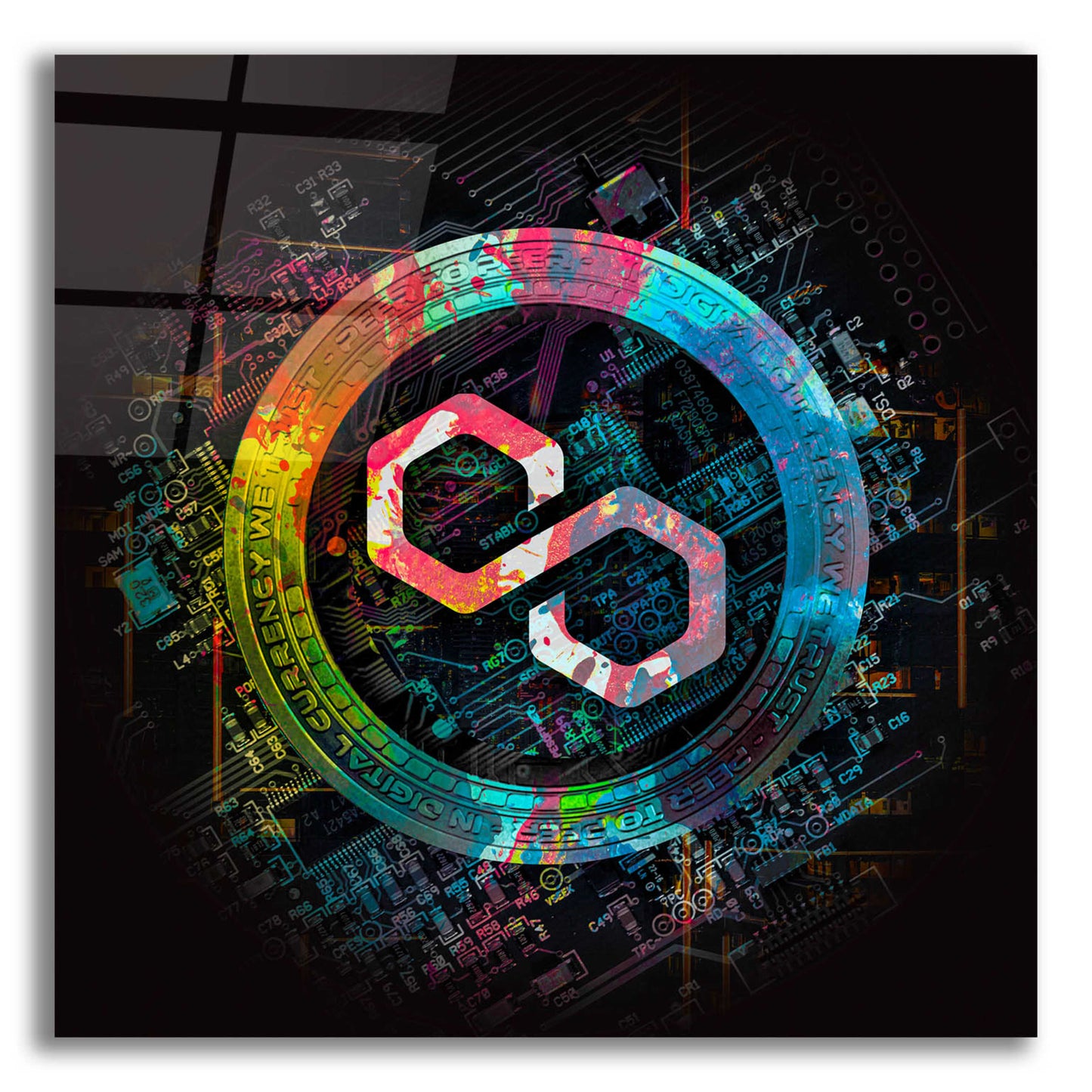 Epic Art 'Polygon Crypto Giga Coin' by Epic Portfolio, Acrylic Glass Wall Art,12x12