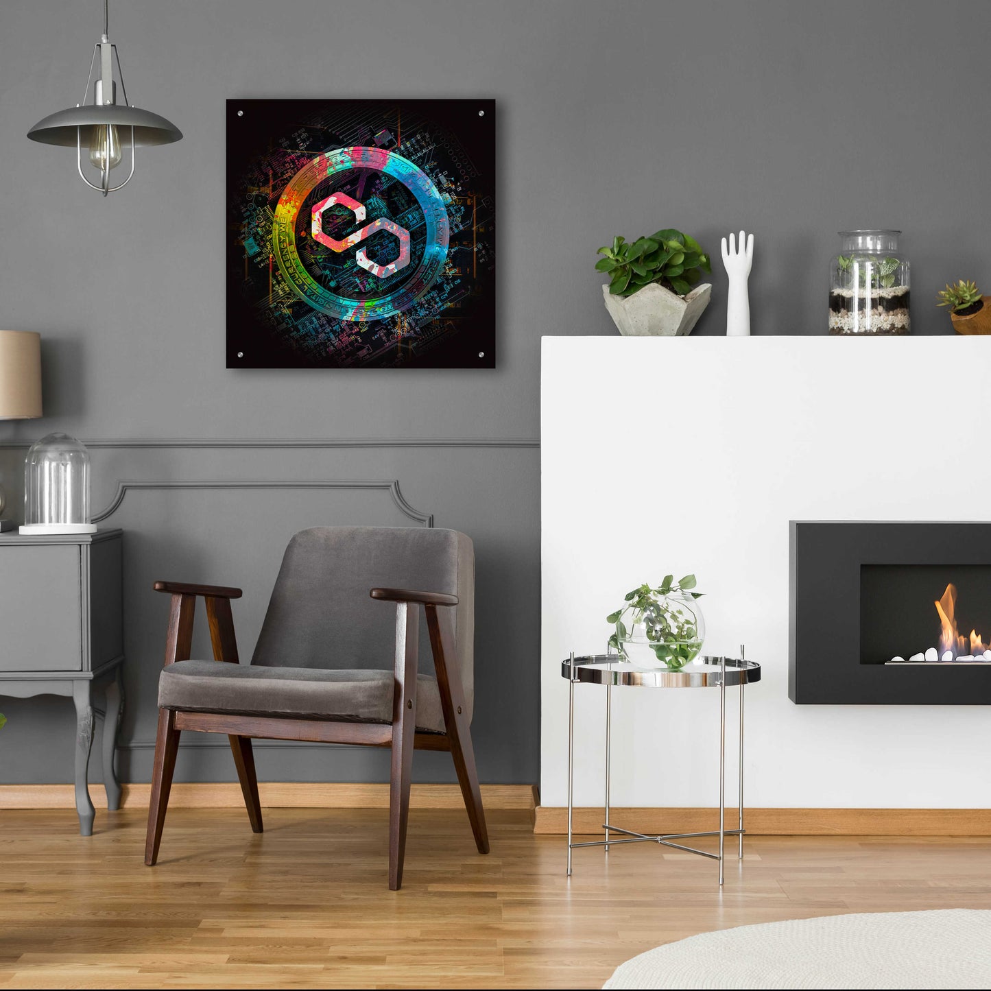 Epic Art 'Polygon Crypto Giga Coin' by Epic Portfolio, Acrylic Glass Wall Art,24x24