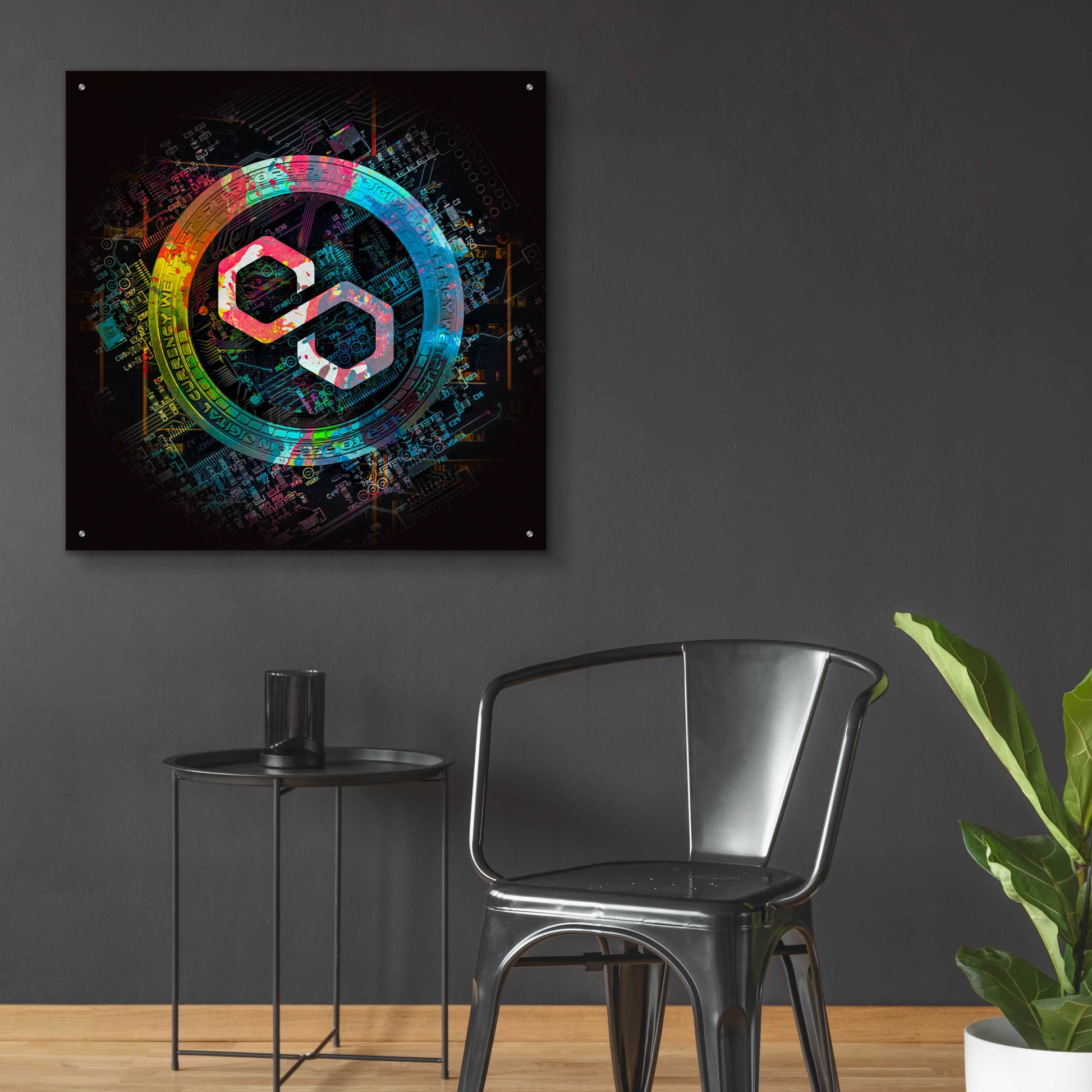 Epic Art 'Polygon Crypto Giga Coin' by Epic Portfolio, Acrylic Glass Wall Art,36x36