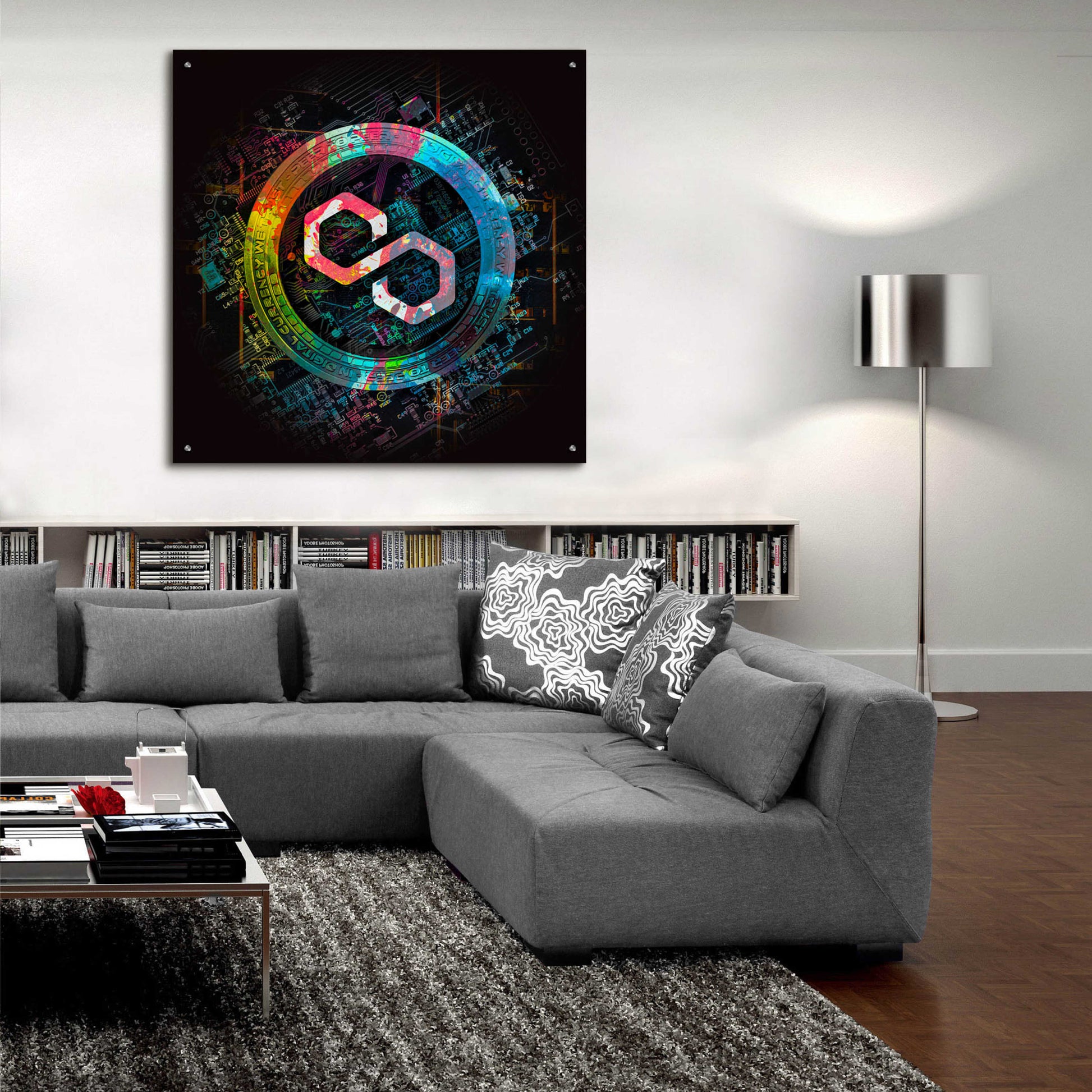 Epic Art 'Polygon Crypto Giga Coin' by Epic Portfolio, Acrylic Glass Wall Art,36x36