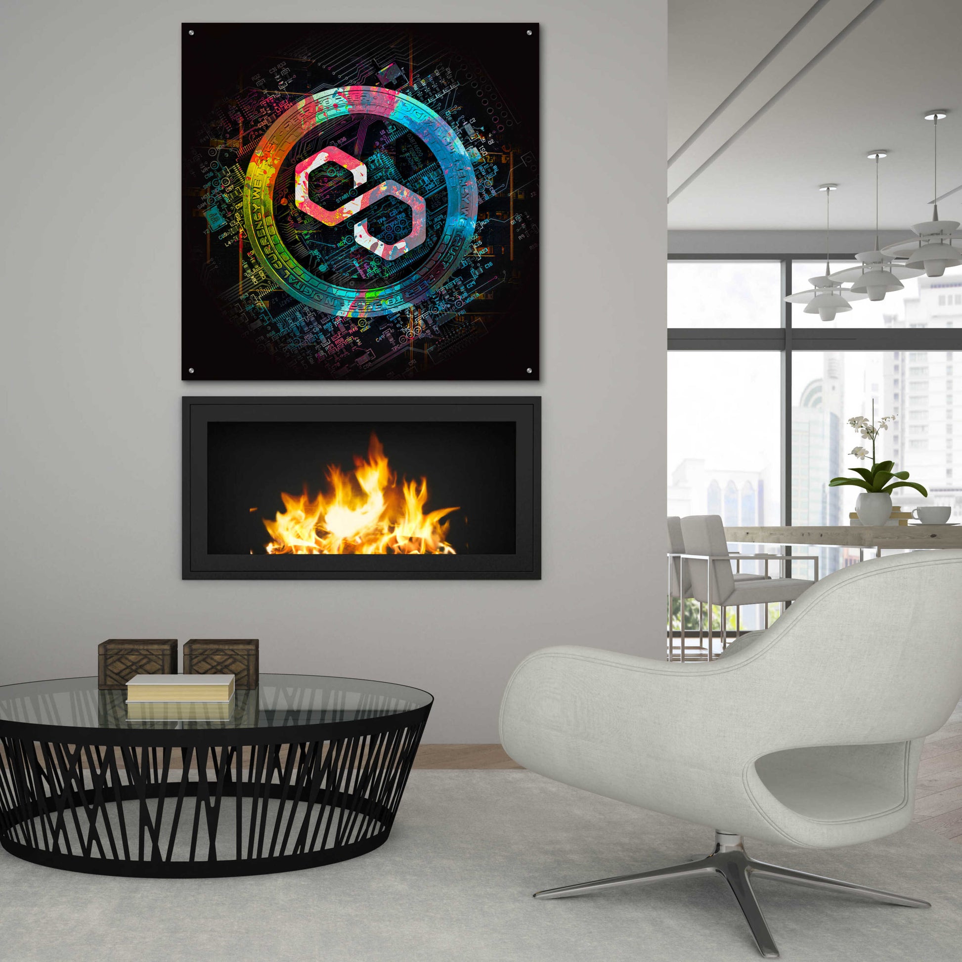 Epic Art 'Polygon Crypto Giga Coin' by Epic Portfolio, Acrylic Glass Wall Art,36x36