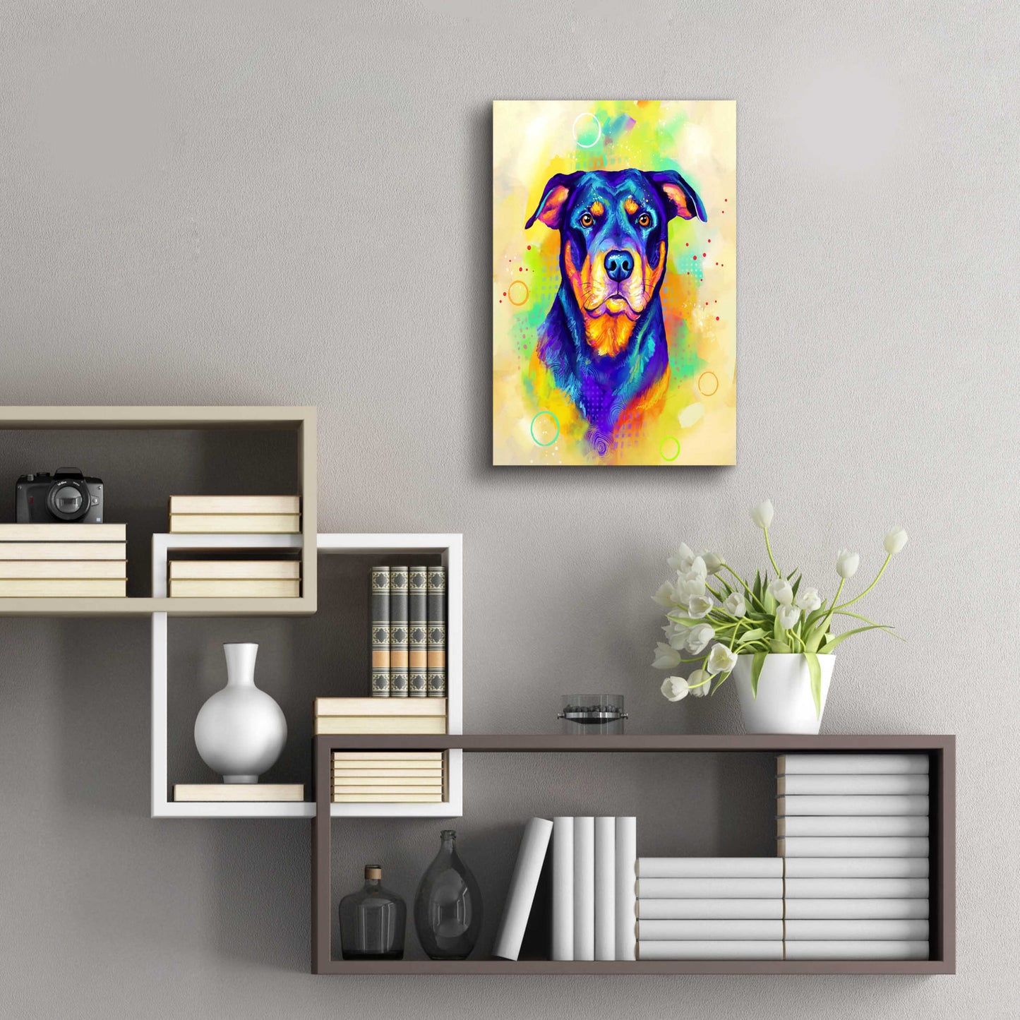 Epic Art 'Pop Art Rottweiler' by Furbaby Affiliates, Acrylic Glass Wall Art,16x24