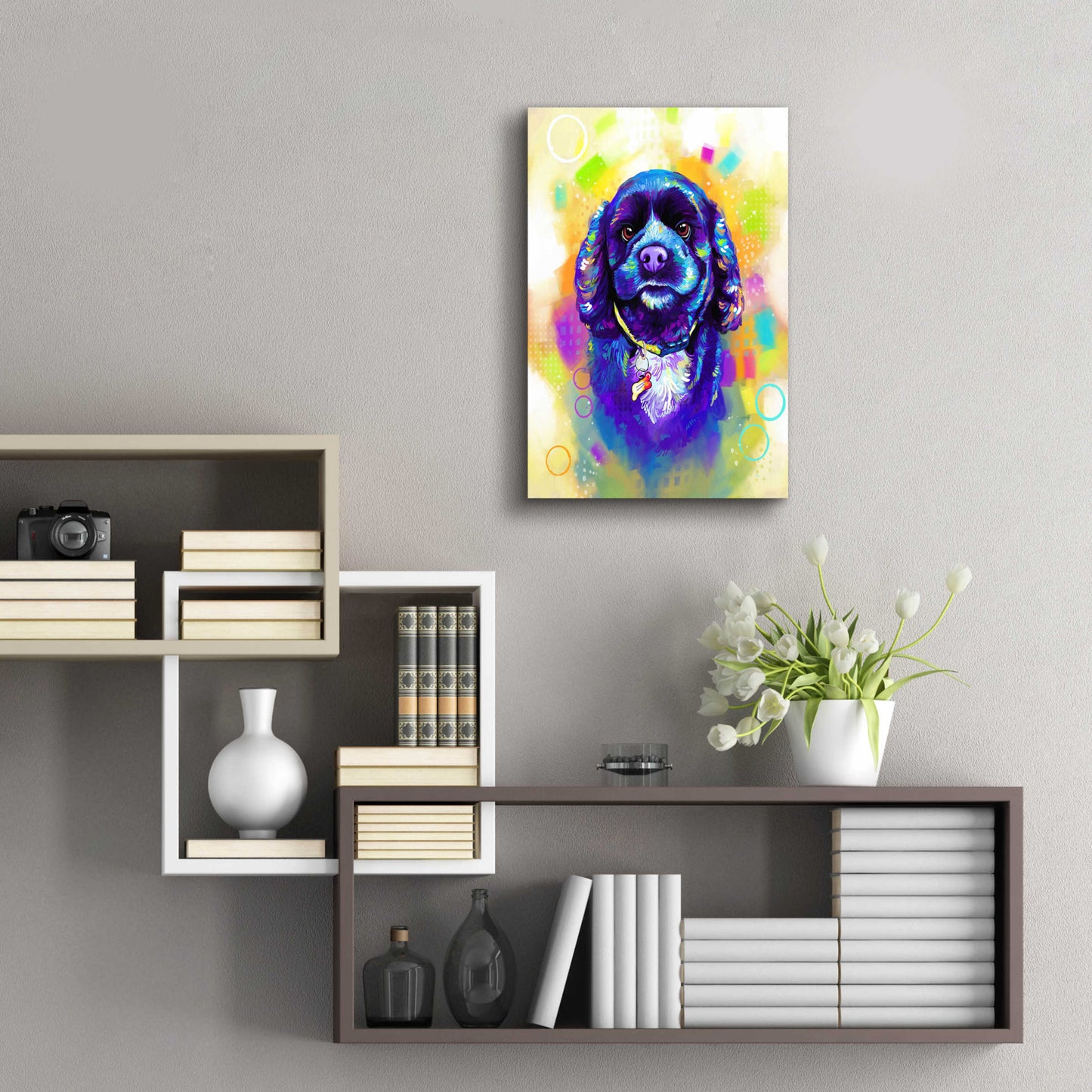 Epic Art 'Pop Art Cocker Spaniel' by Furbaby Affiliates, Acrylic Glass Wall Art,16x24