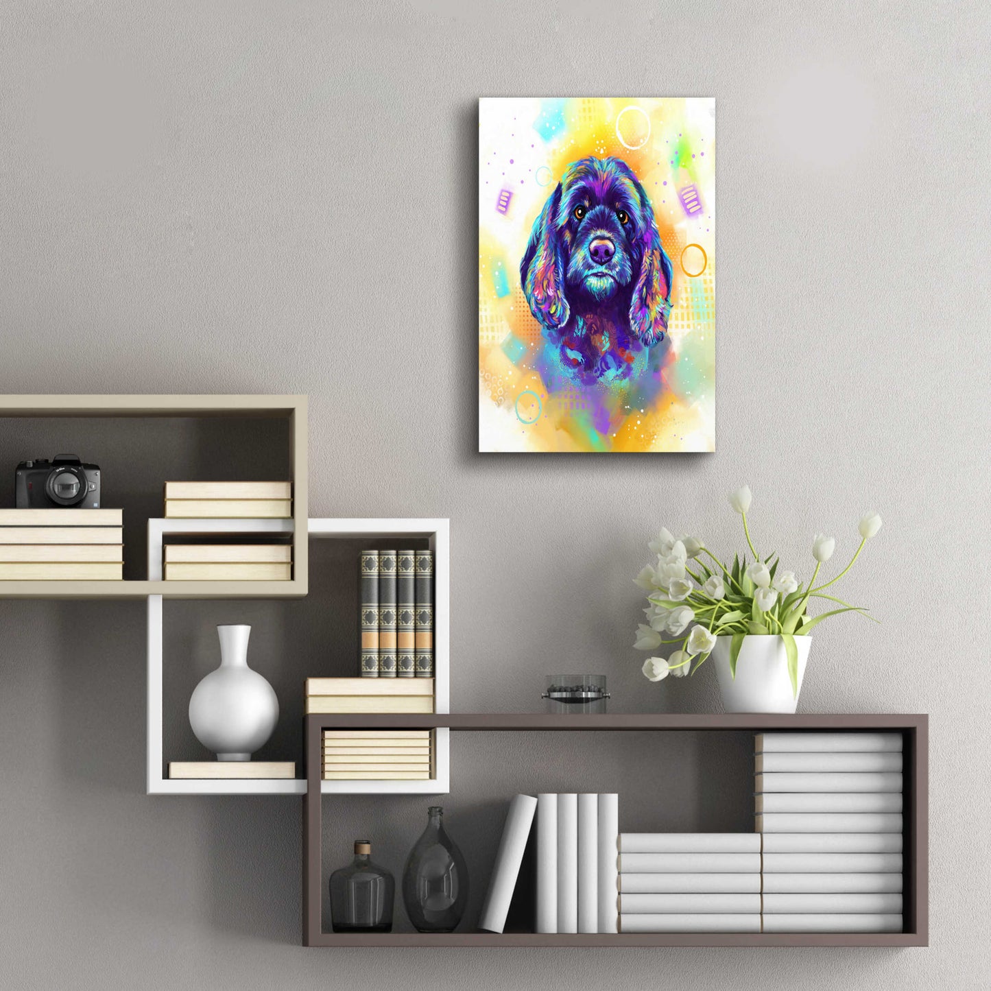 Epic Art 'Pop Art Cocker Spaniel 2' by Furbaby Affiliates, Acrylic Glass Wall Art,16x24