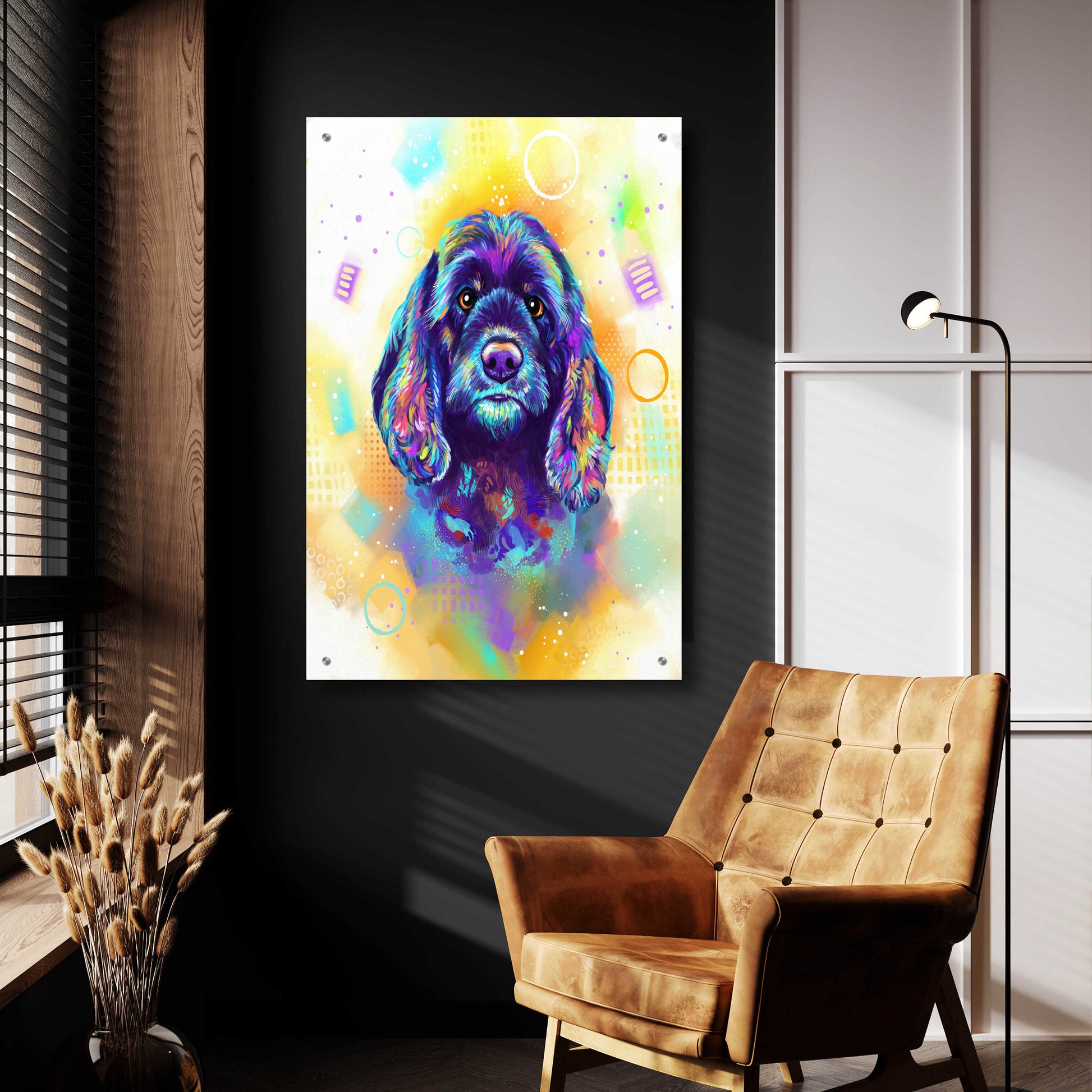 Epic Art 'Pop Art Cocker Spaniel 2' by Furbaby Affiliates, Acrylic Glass Wall Art,24x36