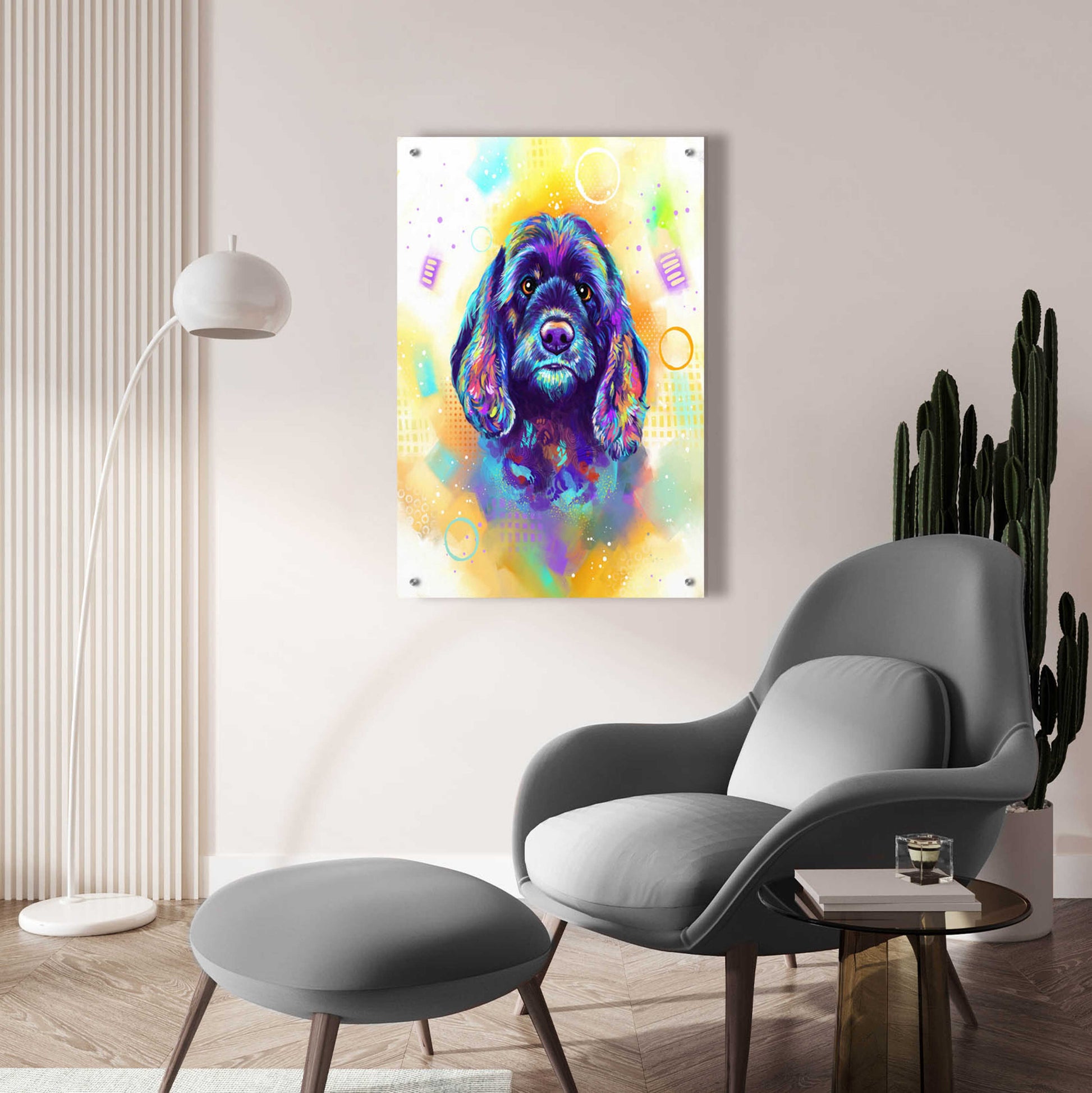 Epic Art 'Pop Art Cocker Spaniel 2' by Furbaby Affiliates, Acrylic Glass Wall Art,24x36