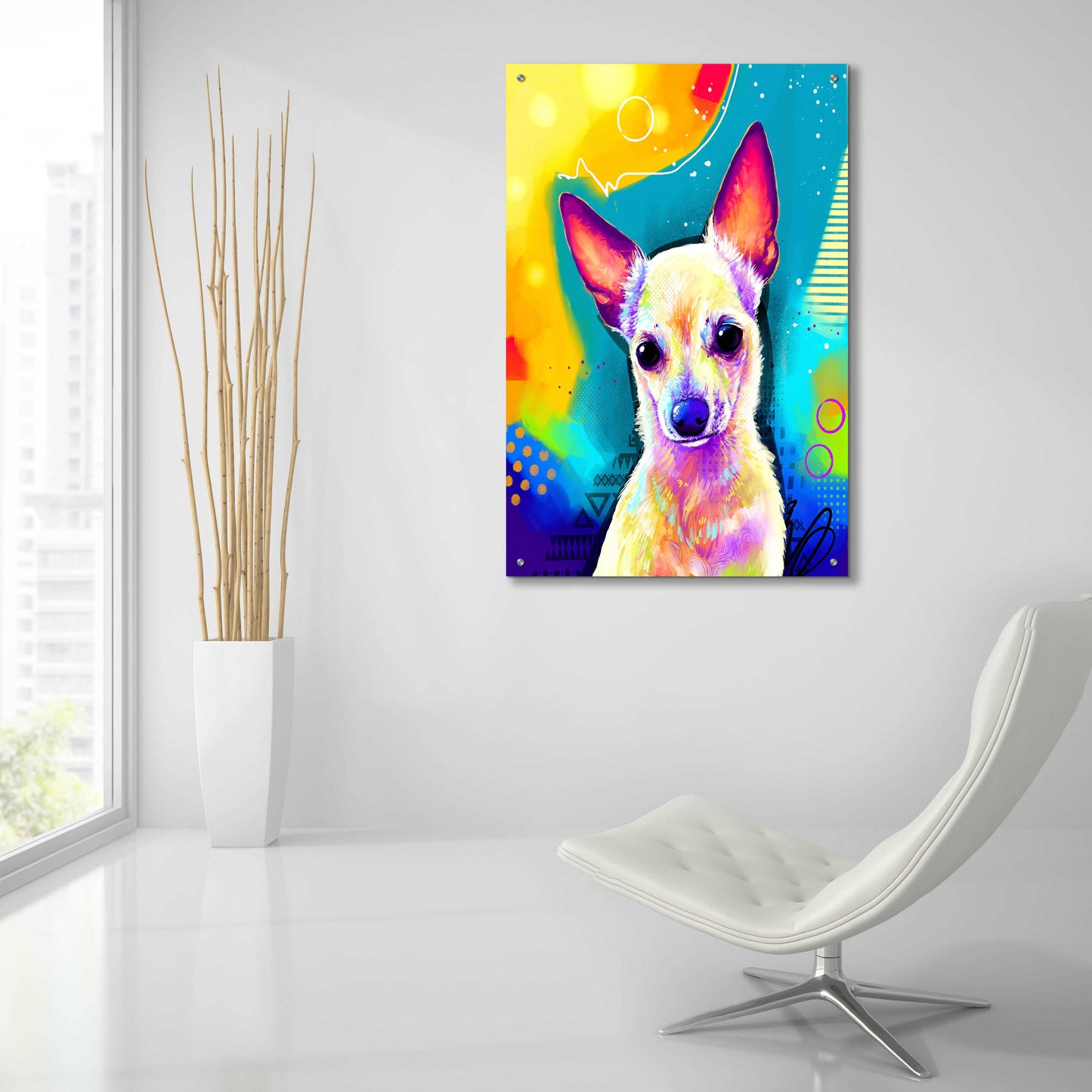 Epic Art 'Pop Art Chihuahua 2' by Furbaby Affiliates, Acrylic Glass Wall Art,24x36