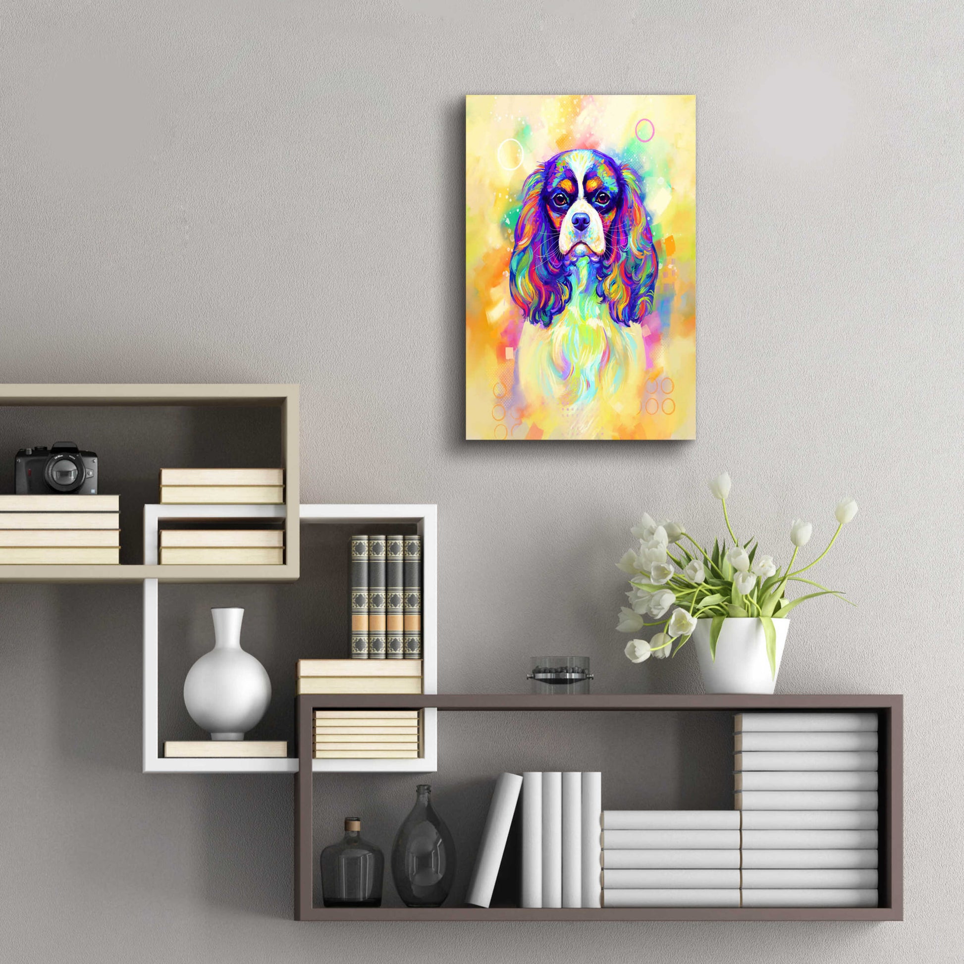 Epic Art 'Pop Art Cavalier King Charles Spaniel' by Furbaby Affiliates, Acrylic Glass Wall Art,16x24