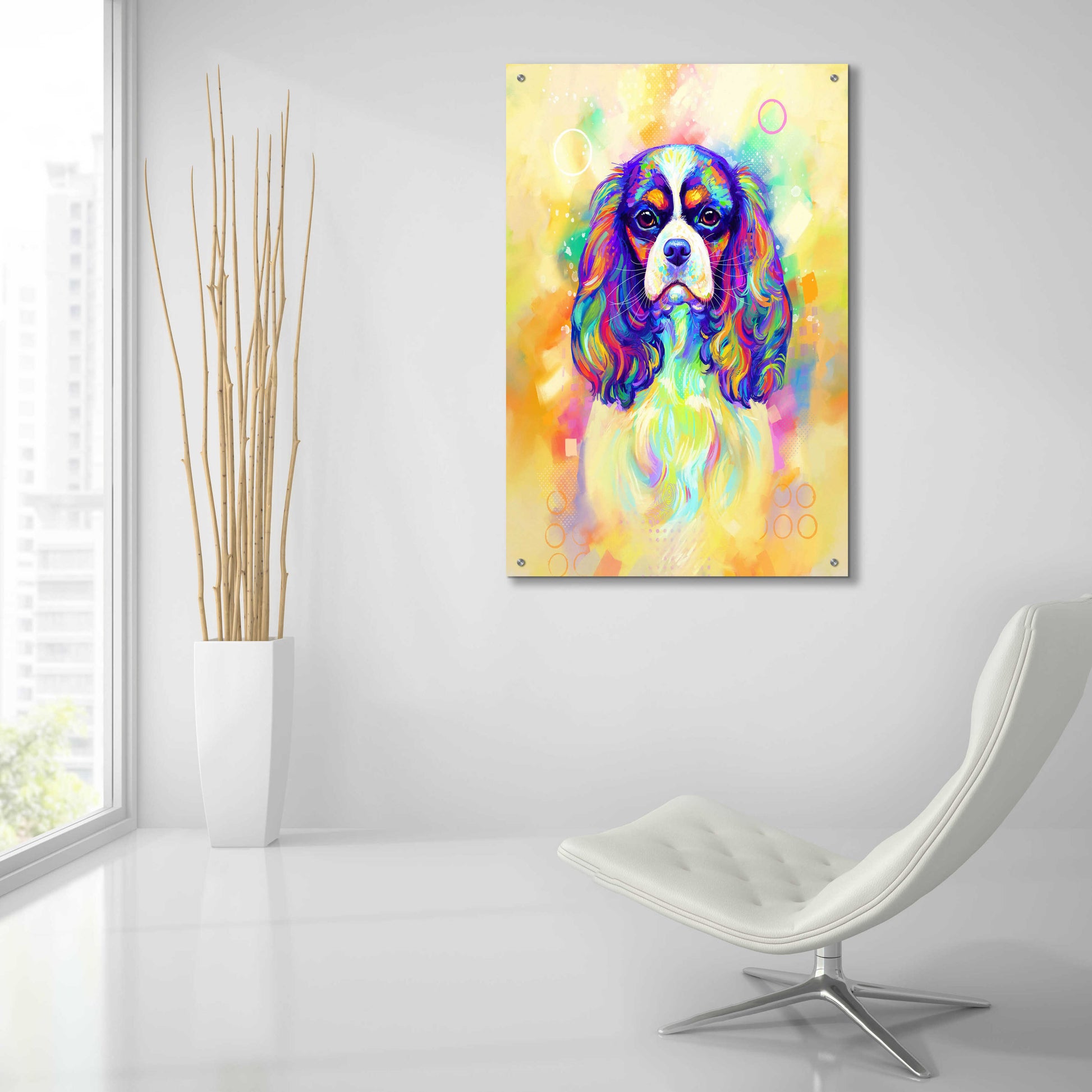 Epic Art 'Pop Art Cavalier King Charles Spaniel' by Furbaby Affiliates, Acrylic Glass Wall Art,24x36