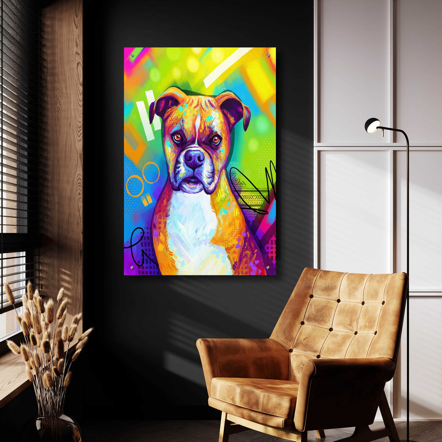 Epic Art 'Pop Art Boxer' by Furbaby Affiliates, Acrylic Glass Wall Art,24x36