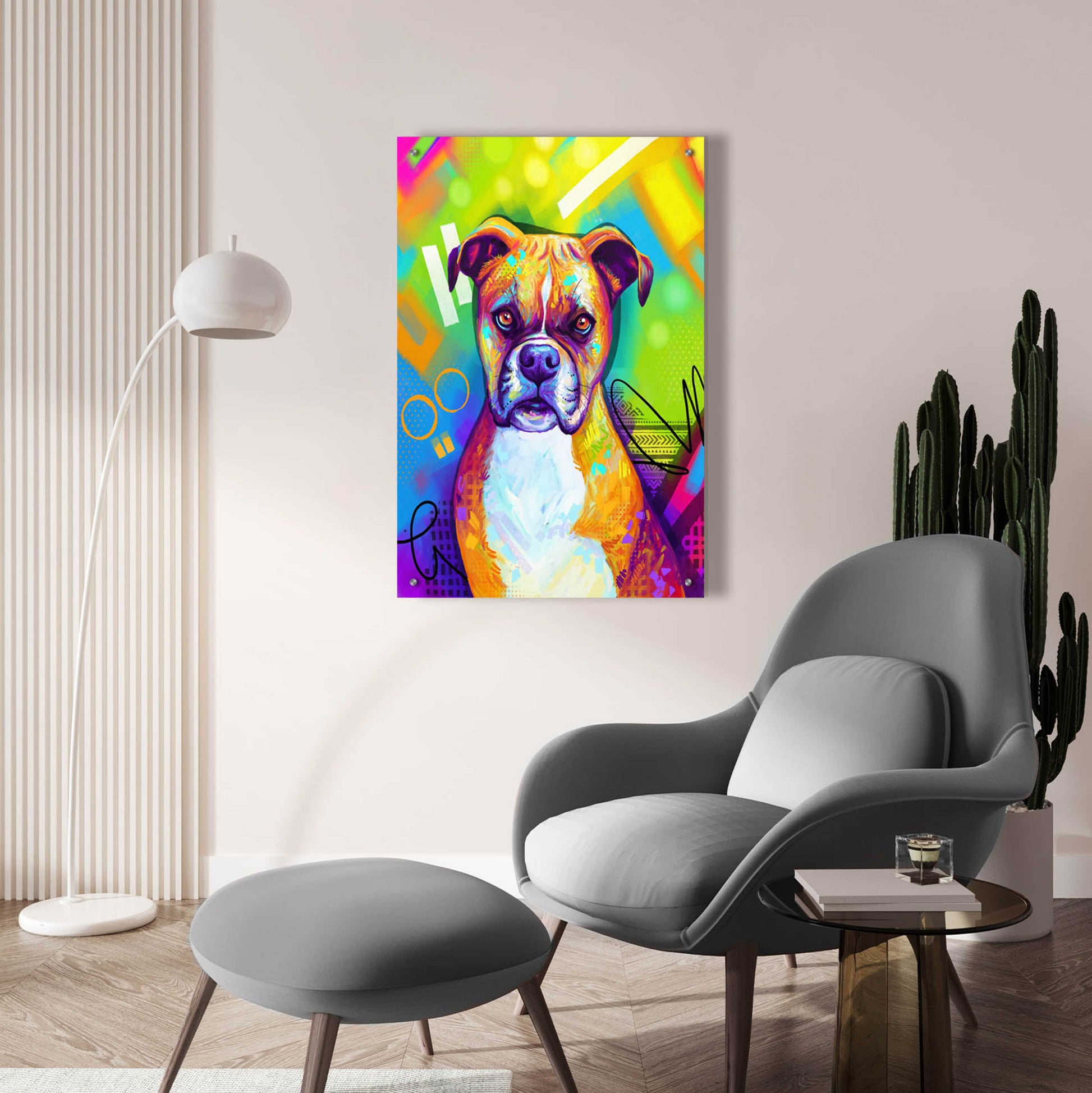 Epic Art 'Pop Art Boxer' by Furbaby Affiliates, Acrylic Glass Wall Art,24x36