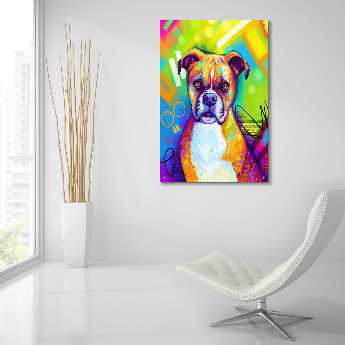 Epic Art 'Pop Art Boxer' by Furbaby Affiliates, Acrylic Glass Wall Art,24x36