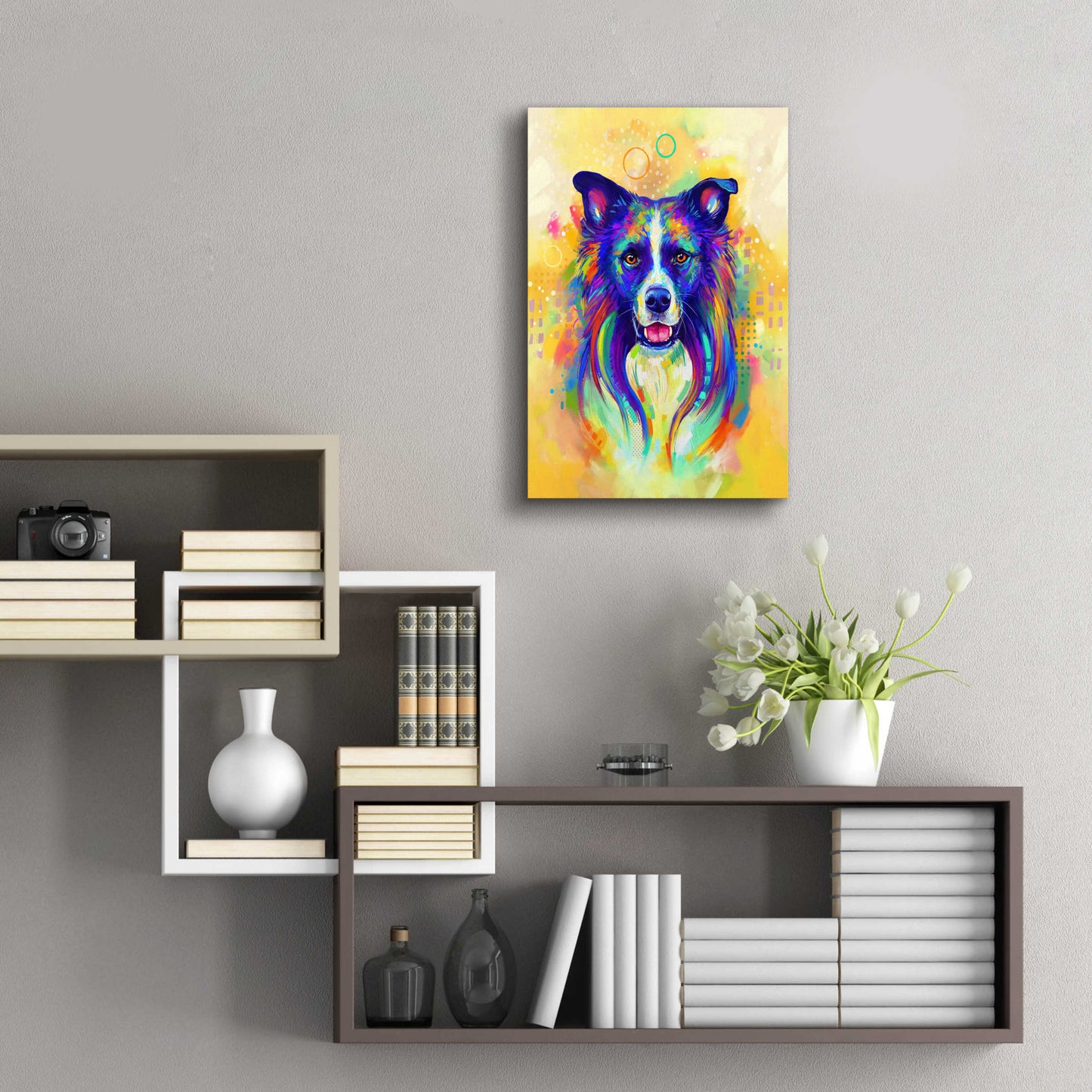 Epic Art 'Pop Art Border Collie 2' by Furbaby Affiliates, Acrylic Glass Wall Art,16x24