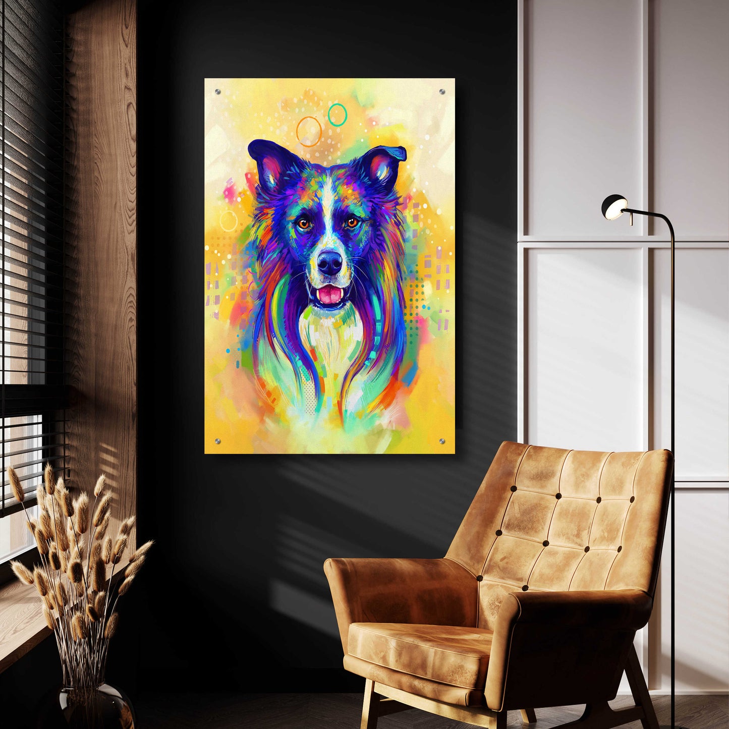 Epic Art 'Pop Art Border Collie 2' by Furbaby Affiliates, Acrylic Glass Wall Art,24x36